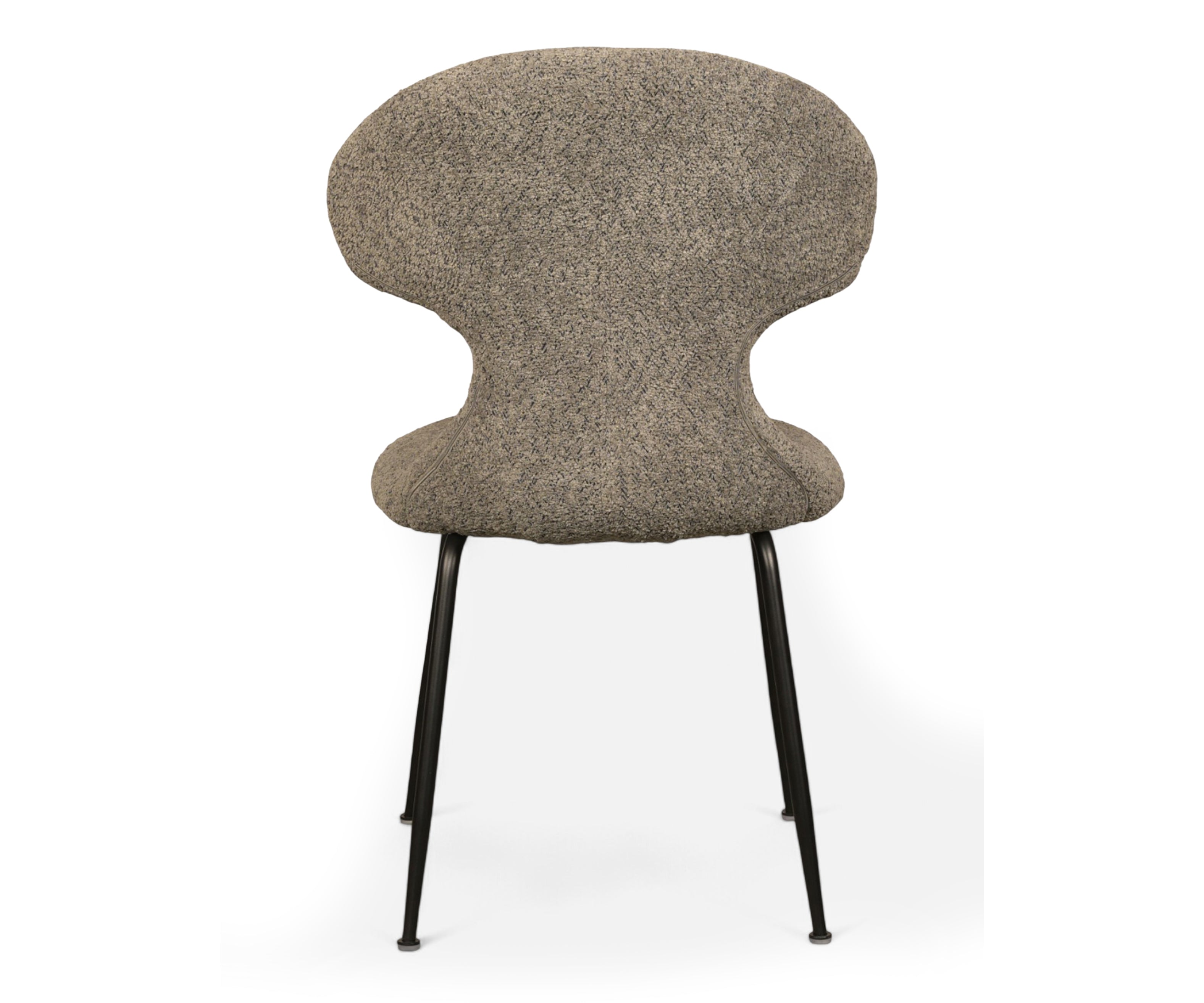 Stone Grey Winged Sculpted Dining Chair with Black Metal Legs