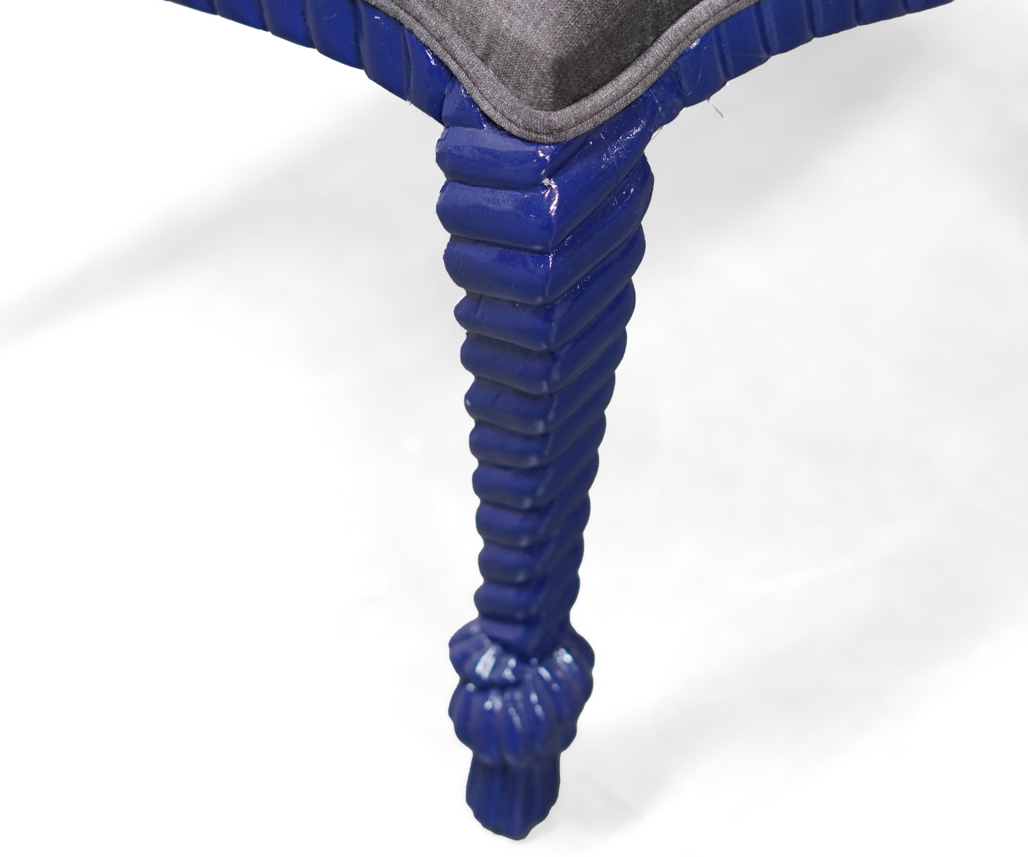 Royal Blue Barley Twist Accent Stool with Charcoal Seat