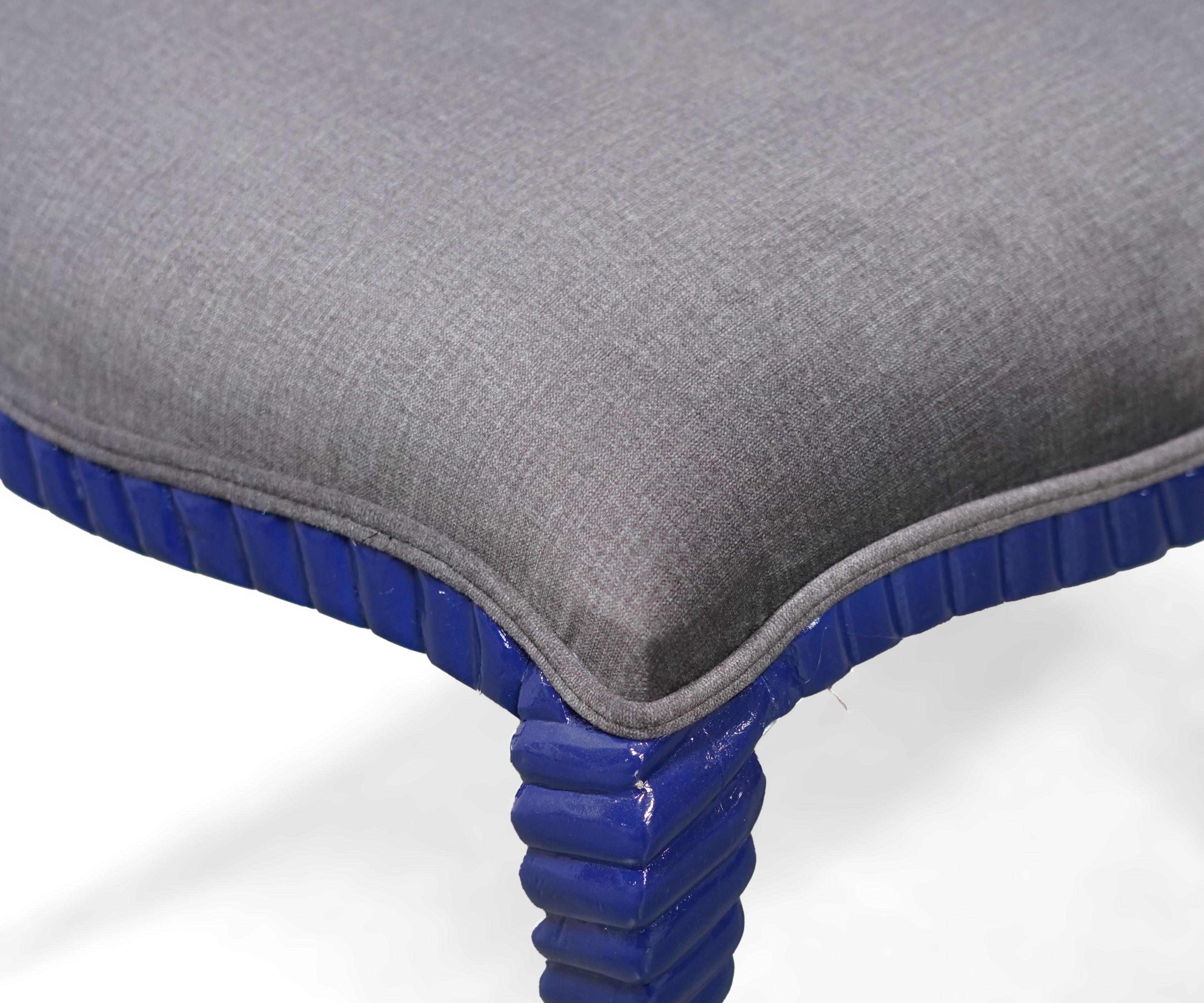 Royal Blue Barley Twist Accent Stool with Charcoal Seat