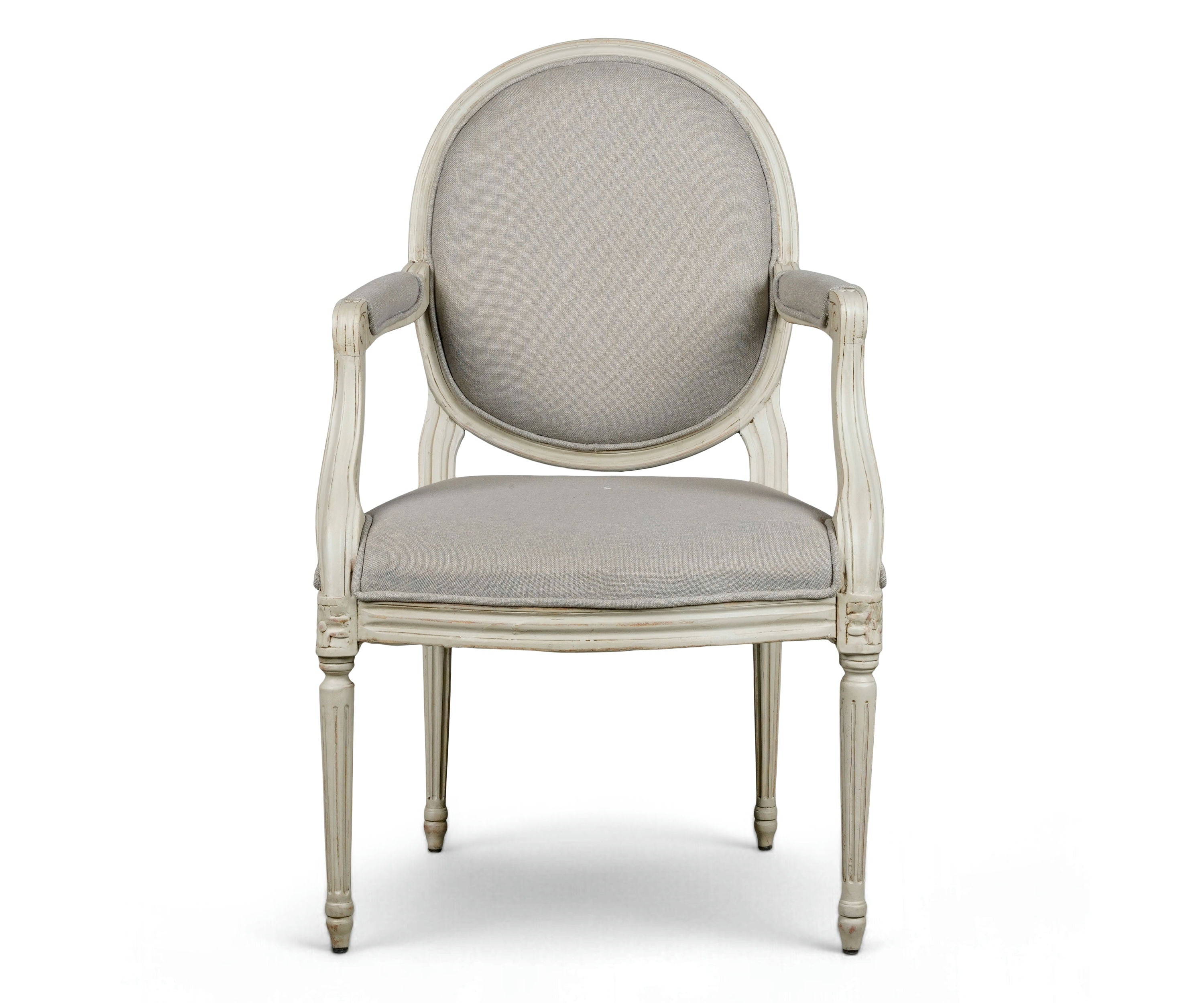French Louis XVI Gray Linen Accent Chair