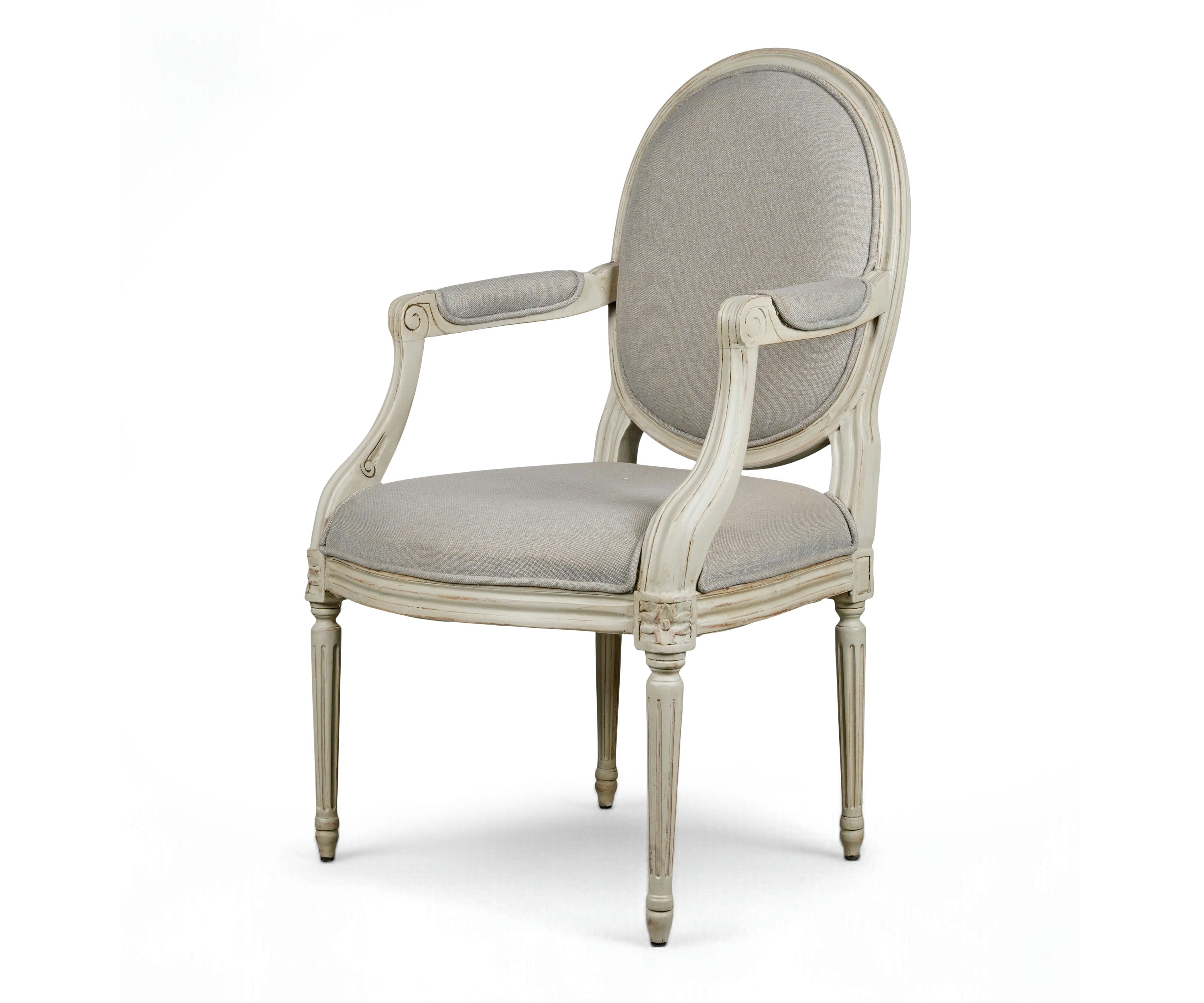 French Louis XVI Gray Linen Accent Chair