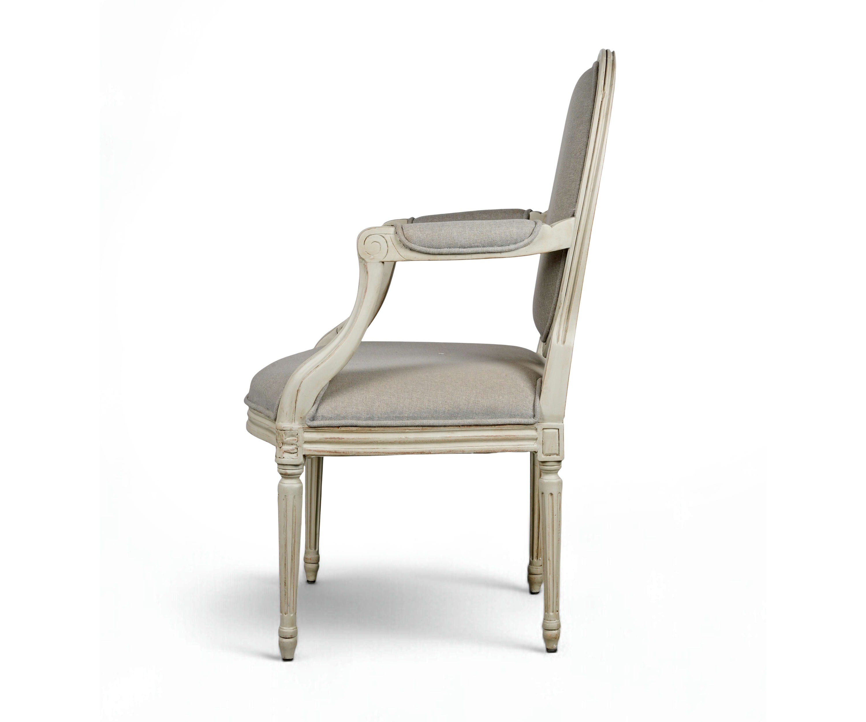 French Louis XVI Gray Linen Accent Chair