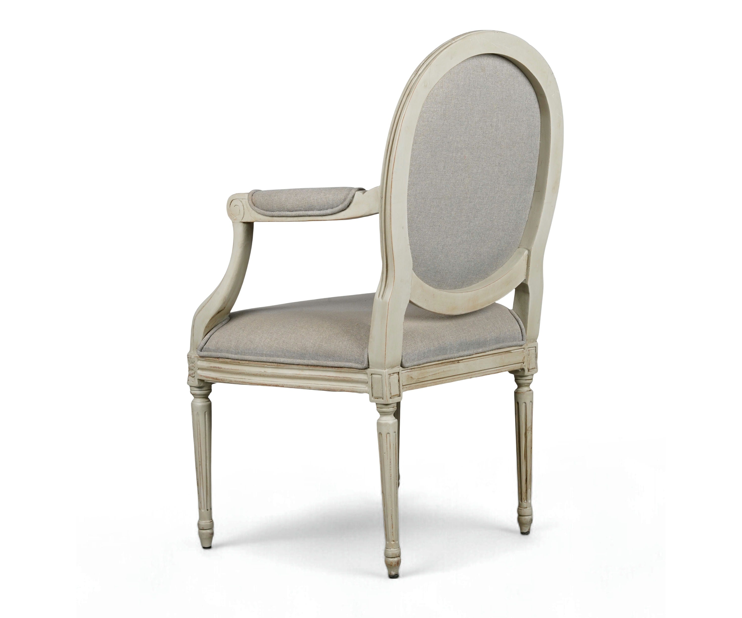 French Louis XVI Gray Linen Accent Chair