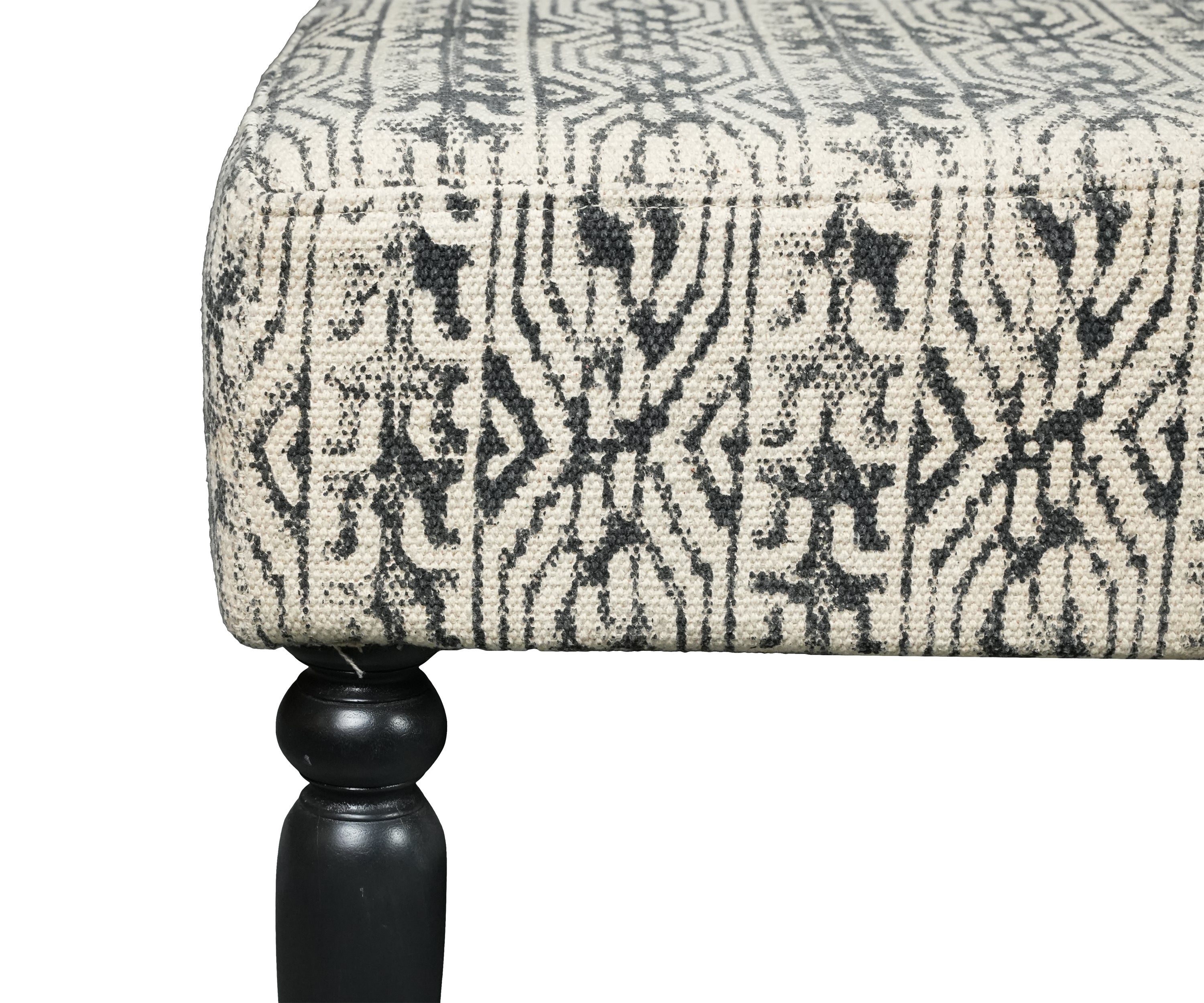 Black & Ivory Hand Woven Durrie Ottoman