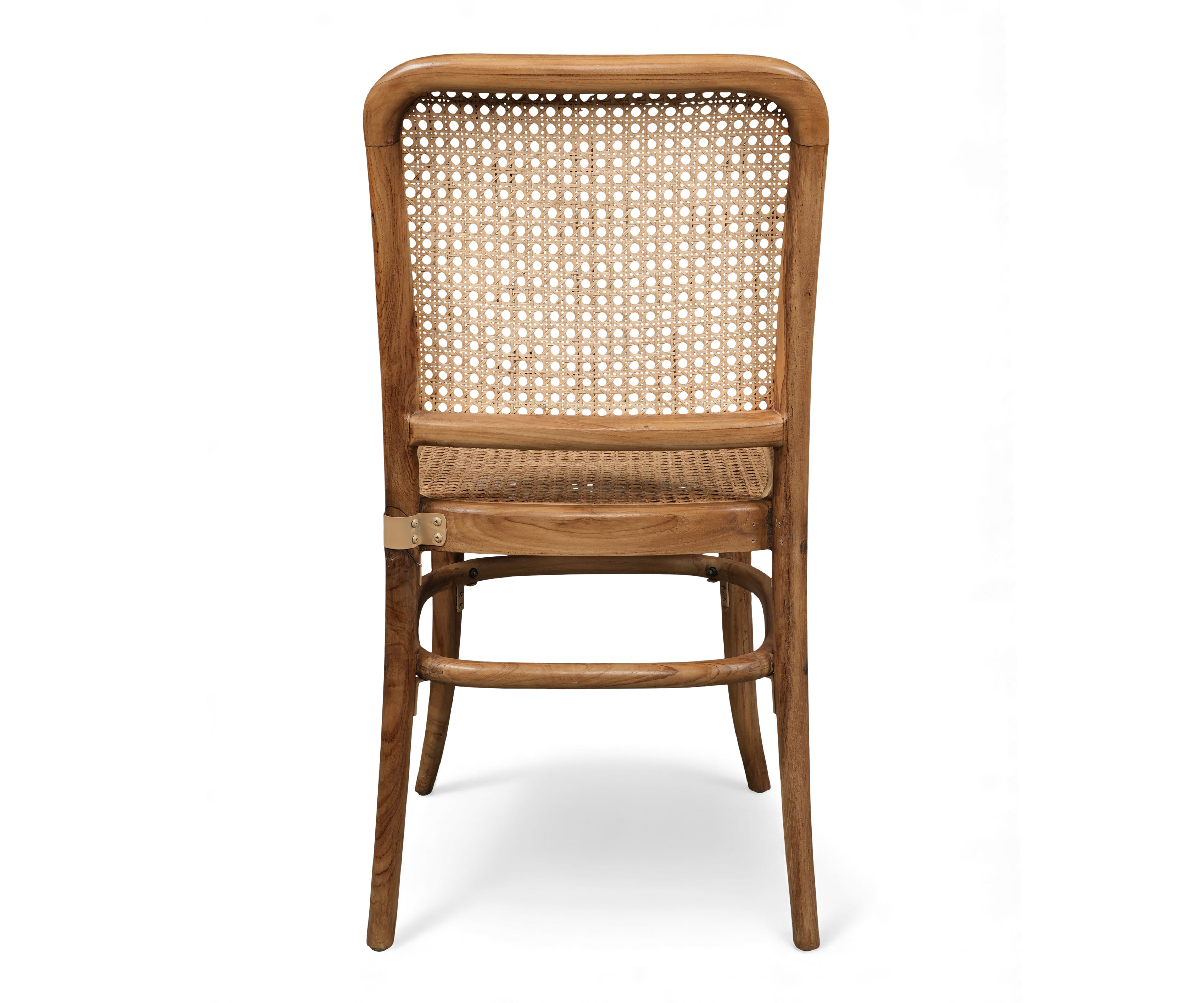 Natural Solid Wood Cane Dining Chair with Rattan Seat & Back