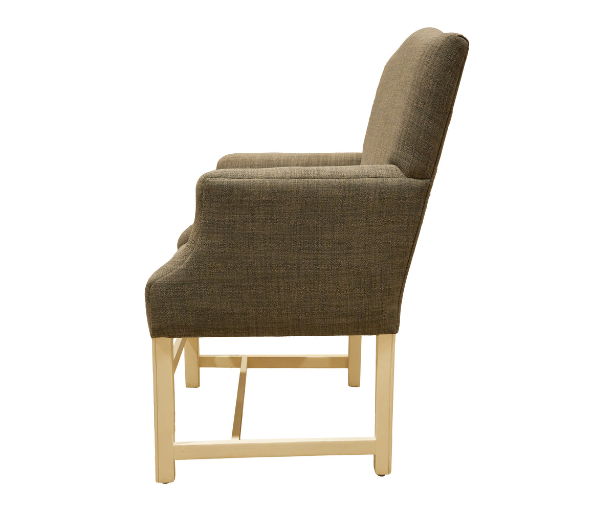 Modern Grey Upholstered Accent Chair with White Base