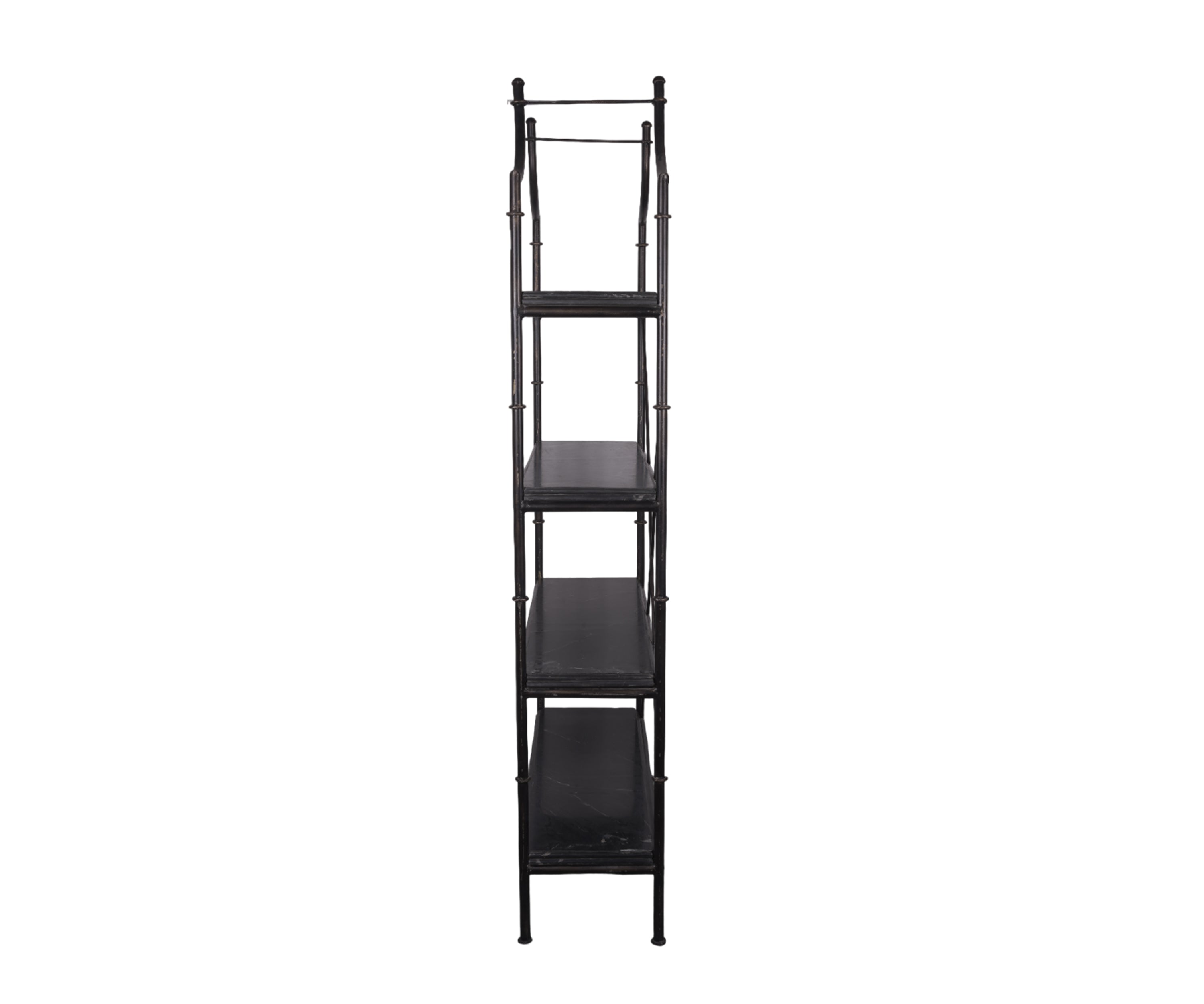 Black Metal 4-Tier Display Shelf with Curved Top Frame