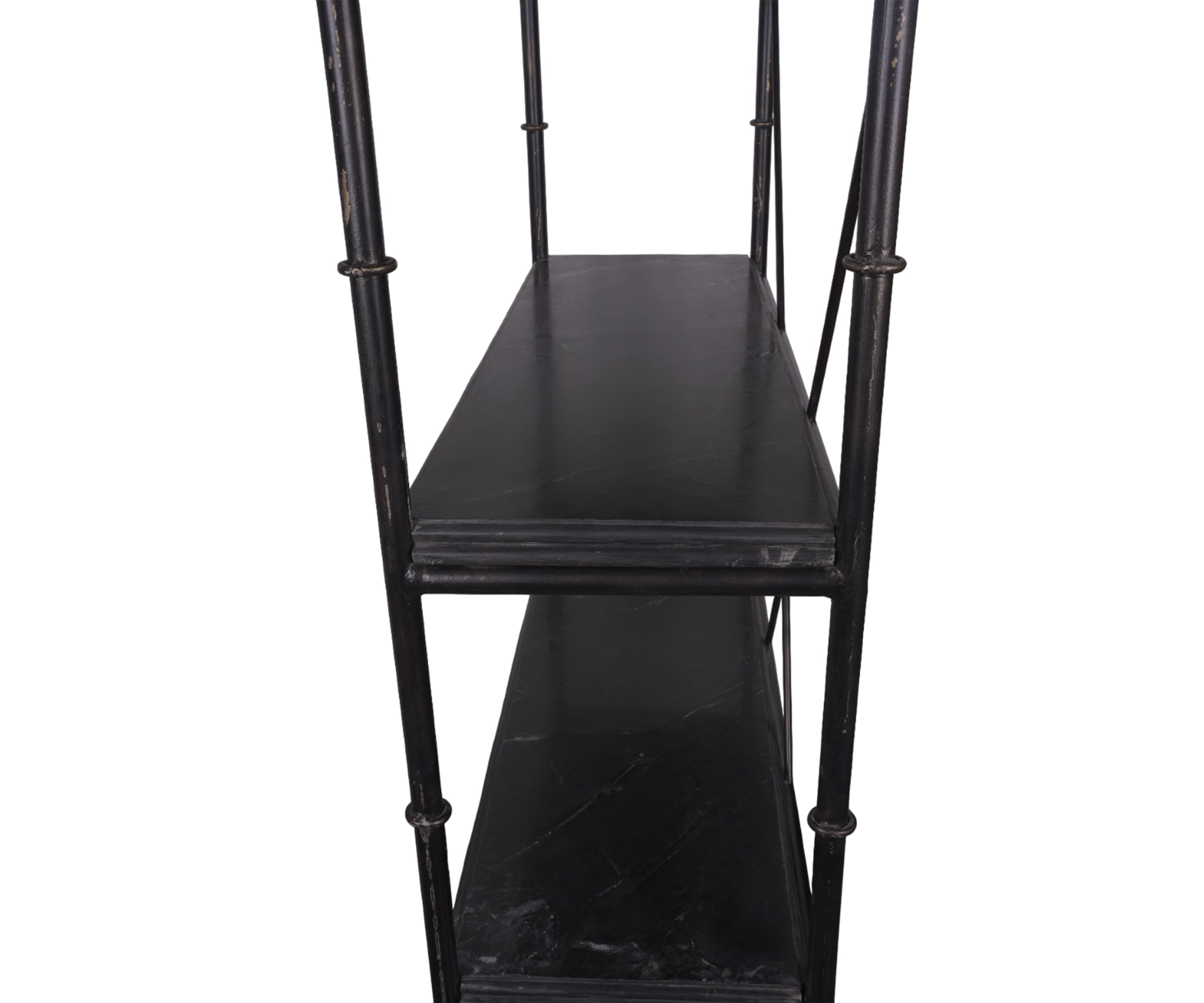 Black Metal 4-Tier Display Shelf with Curved Top Frame