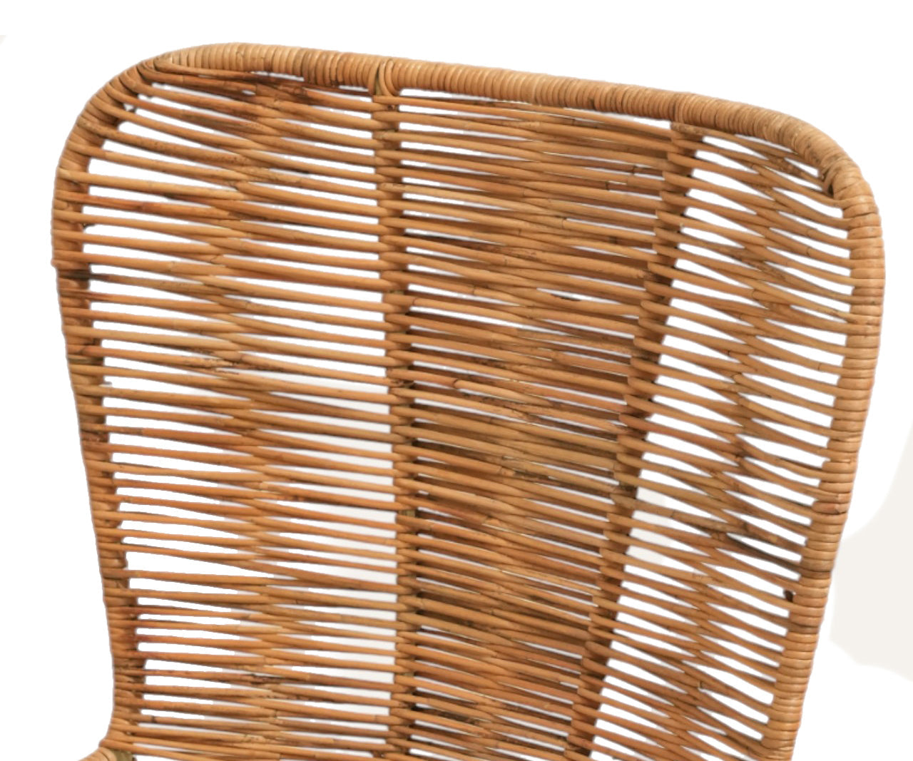 Natural Rattan Bar & Lounge Chair with Black Metal Base