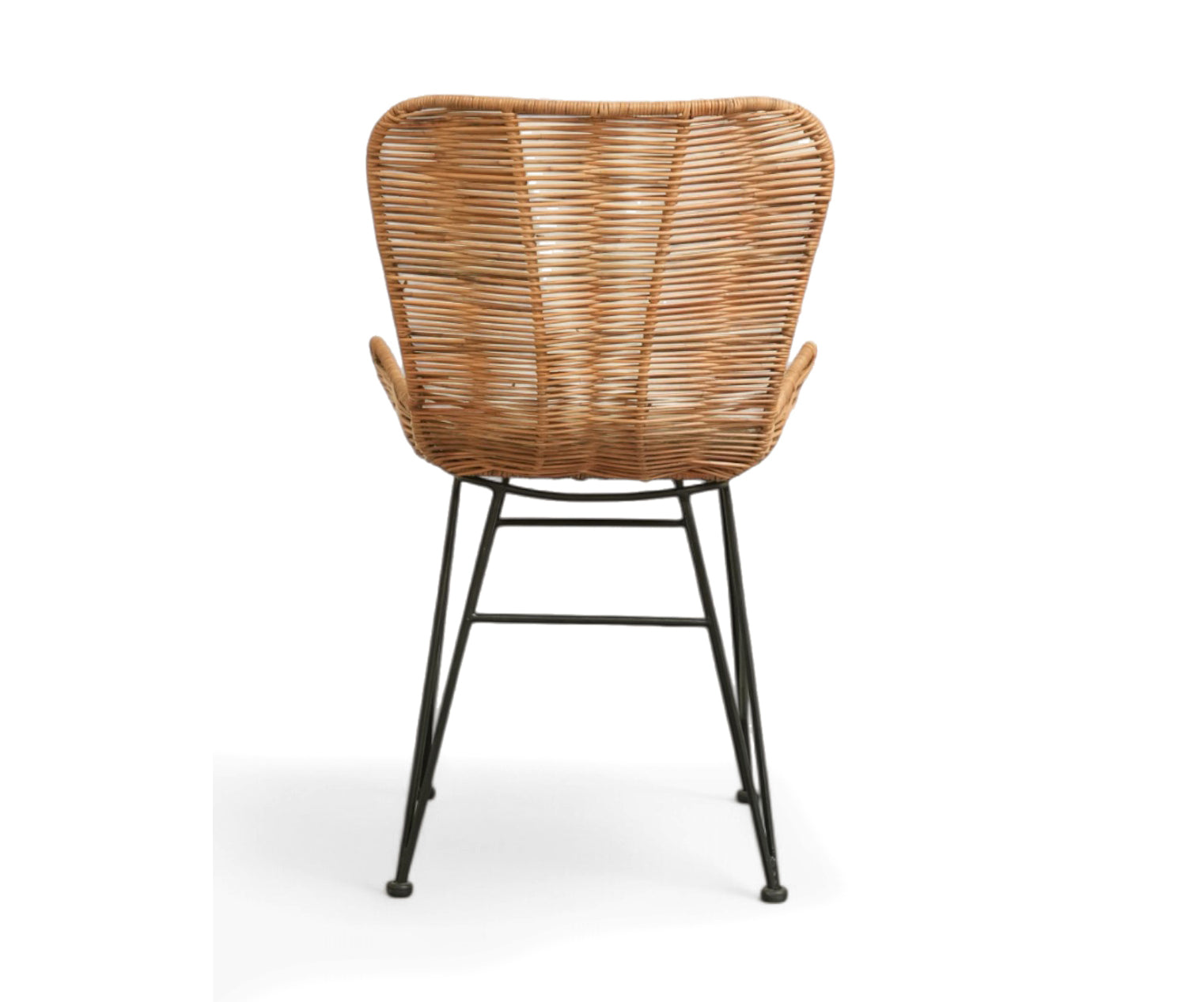 Natural Rattan Bar & Lounge Chair with Black Metal Base