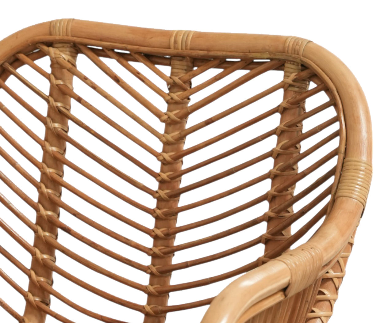 Handwoven Rattan Bar Chair with Black Metal Base