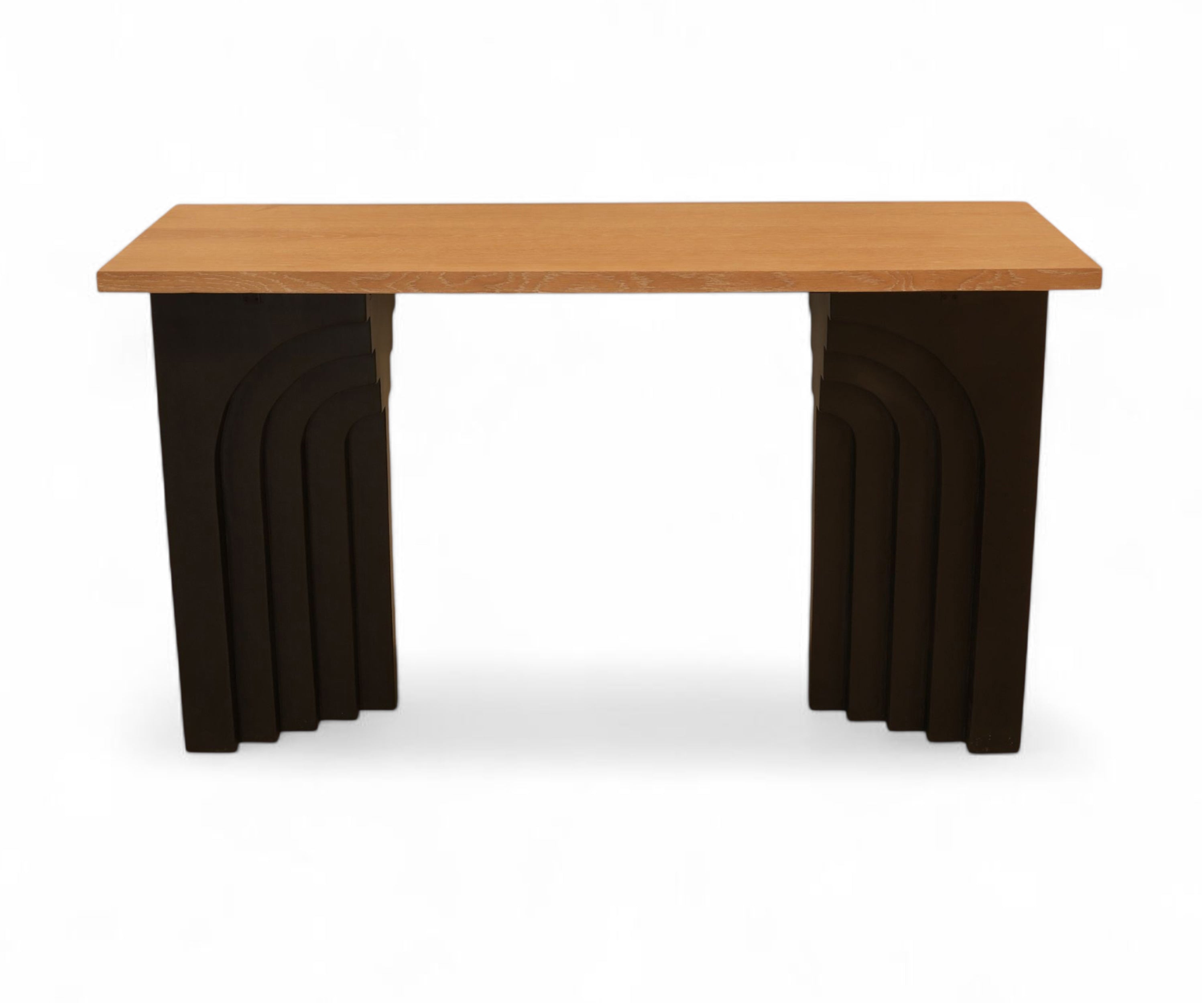 Designer Wooden Console Table with Sculpted Arch Base