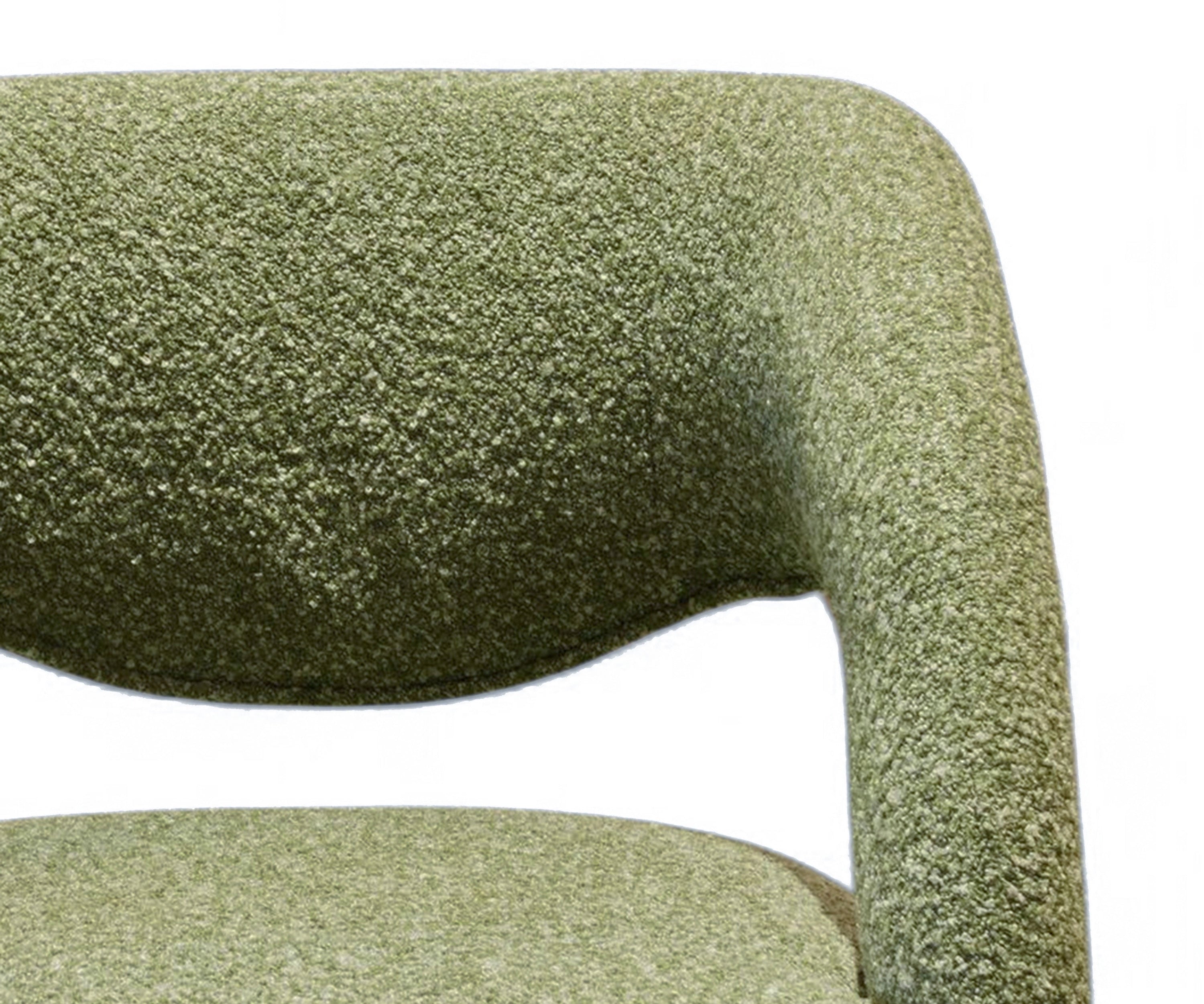 Olive Green Sculptural Bouclé Dining Arm Chair