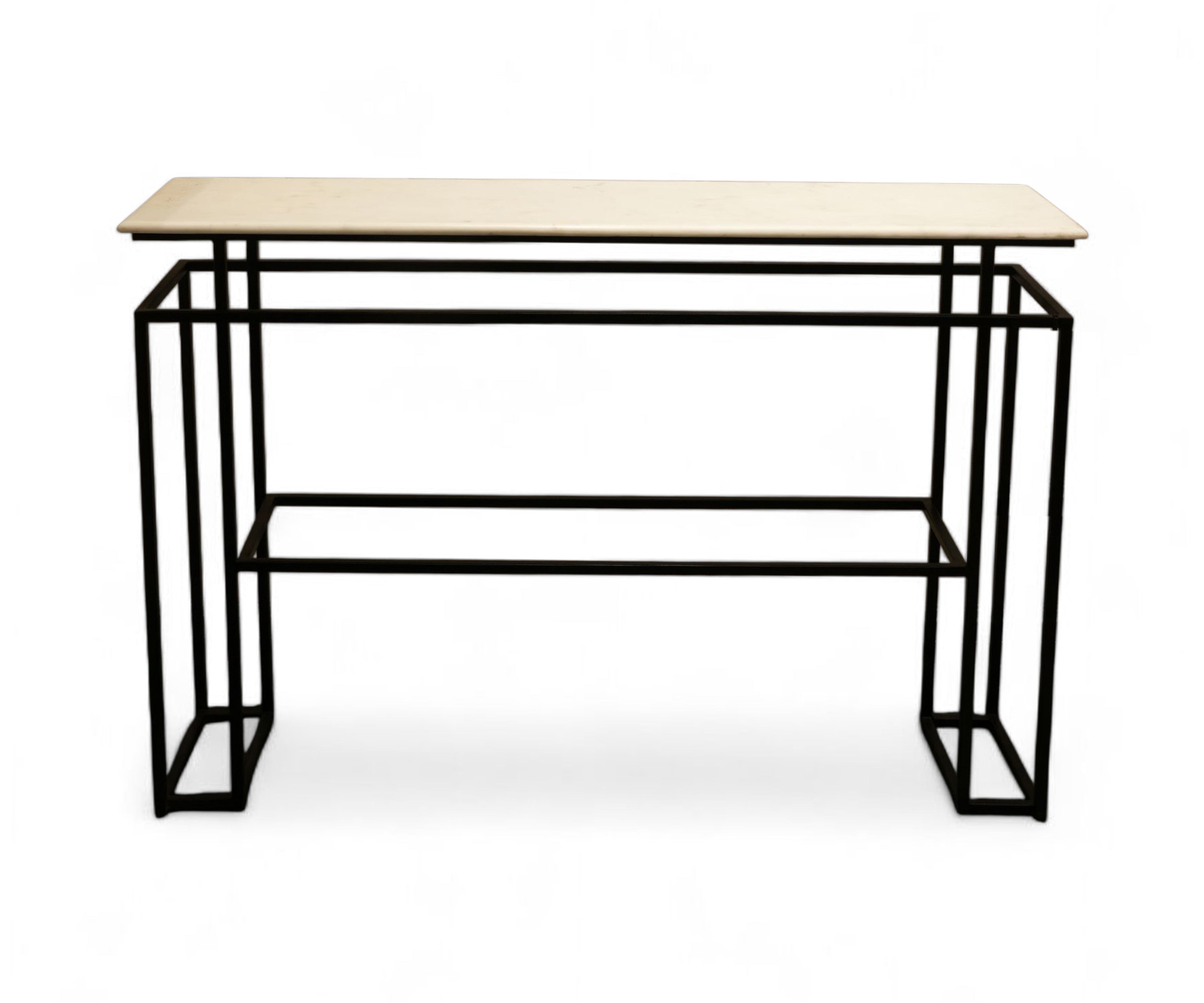 Modern Marble Console Table with Layered Iron Frame