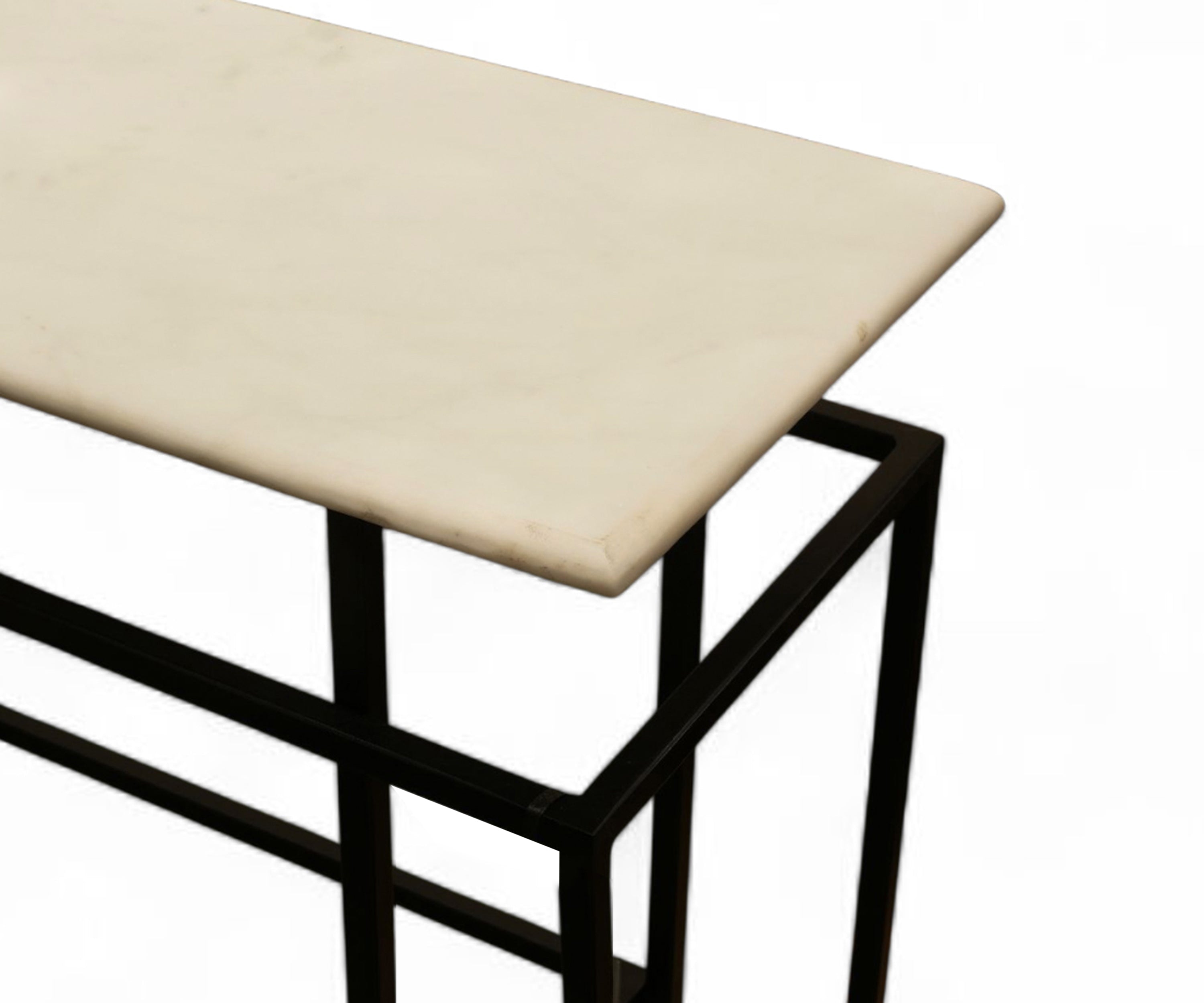 Modern Marble Console Table with Layered Iron Frame