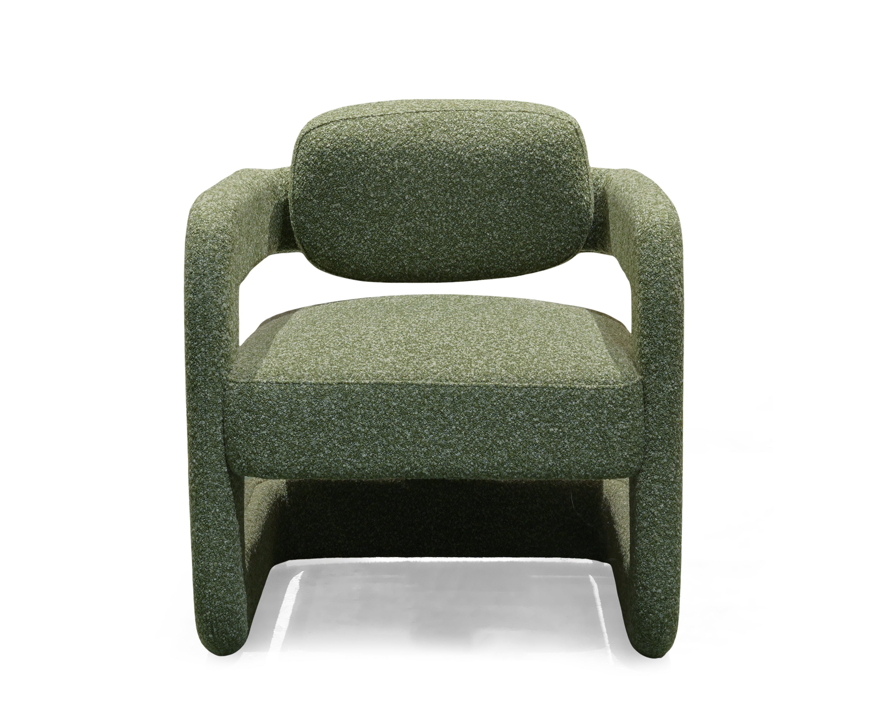 Green Sculpted Bouclé Accent Arm Chair