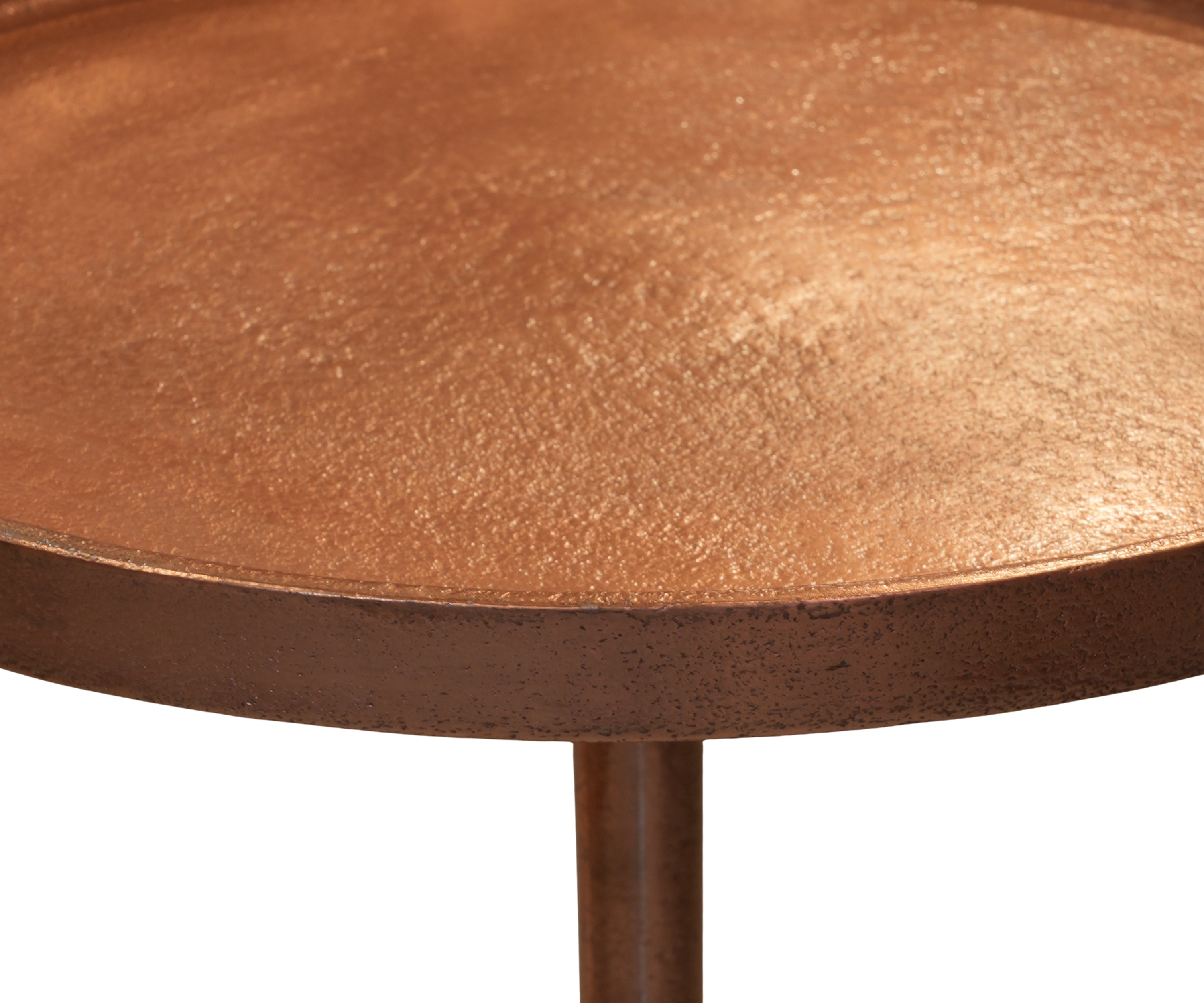 Antique Copper Round Pedestal Drink Table