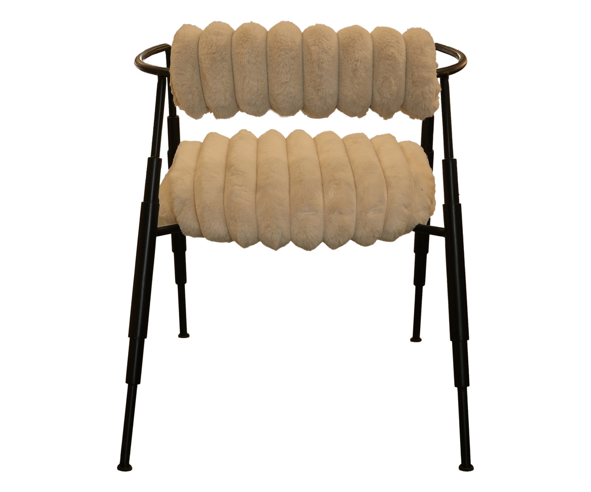 Brown Fur Accent Chair with Matte Black Metal Frame
