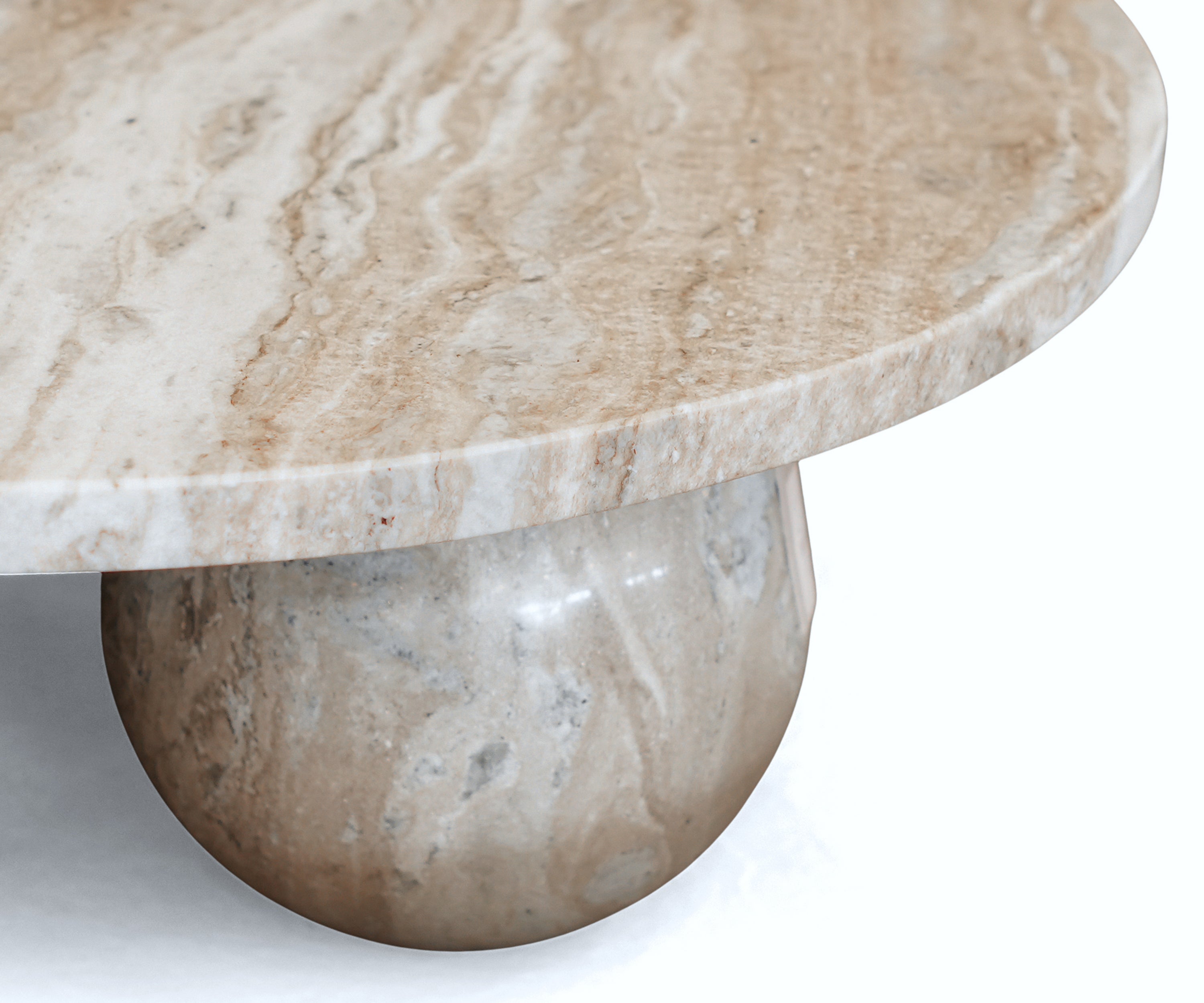 Round Marble Coffee Table with Sculptural Ball Base