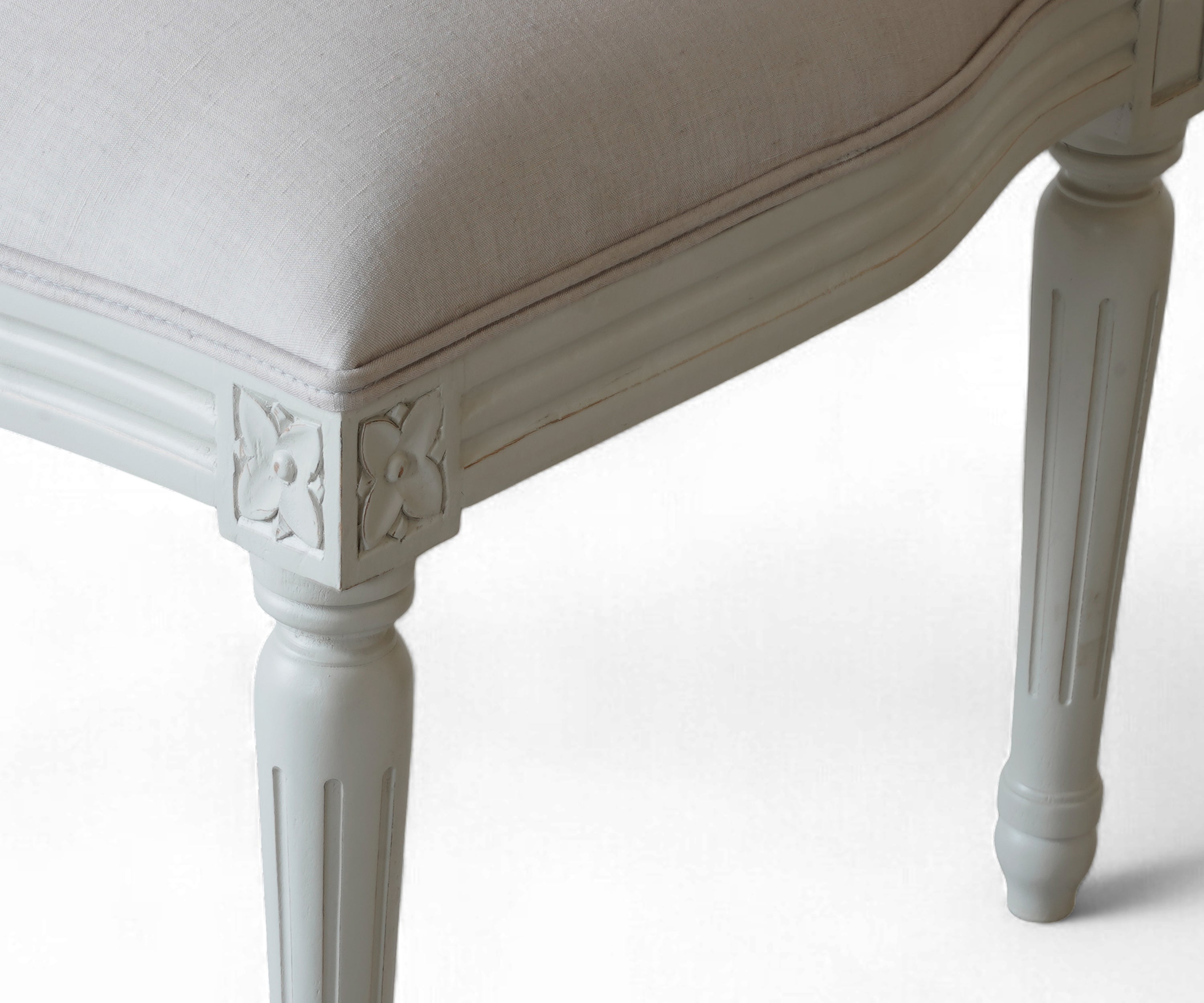 White French Cane Back Dining Chair with Upholstered Seat