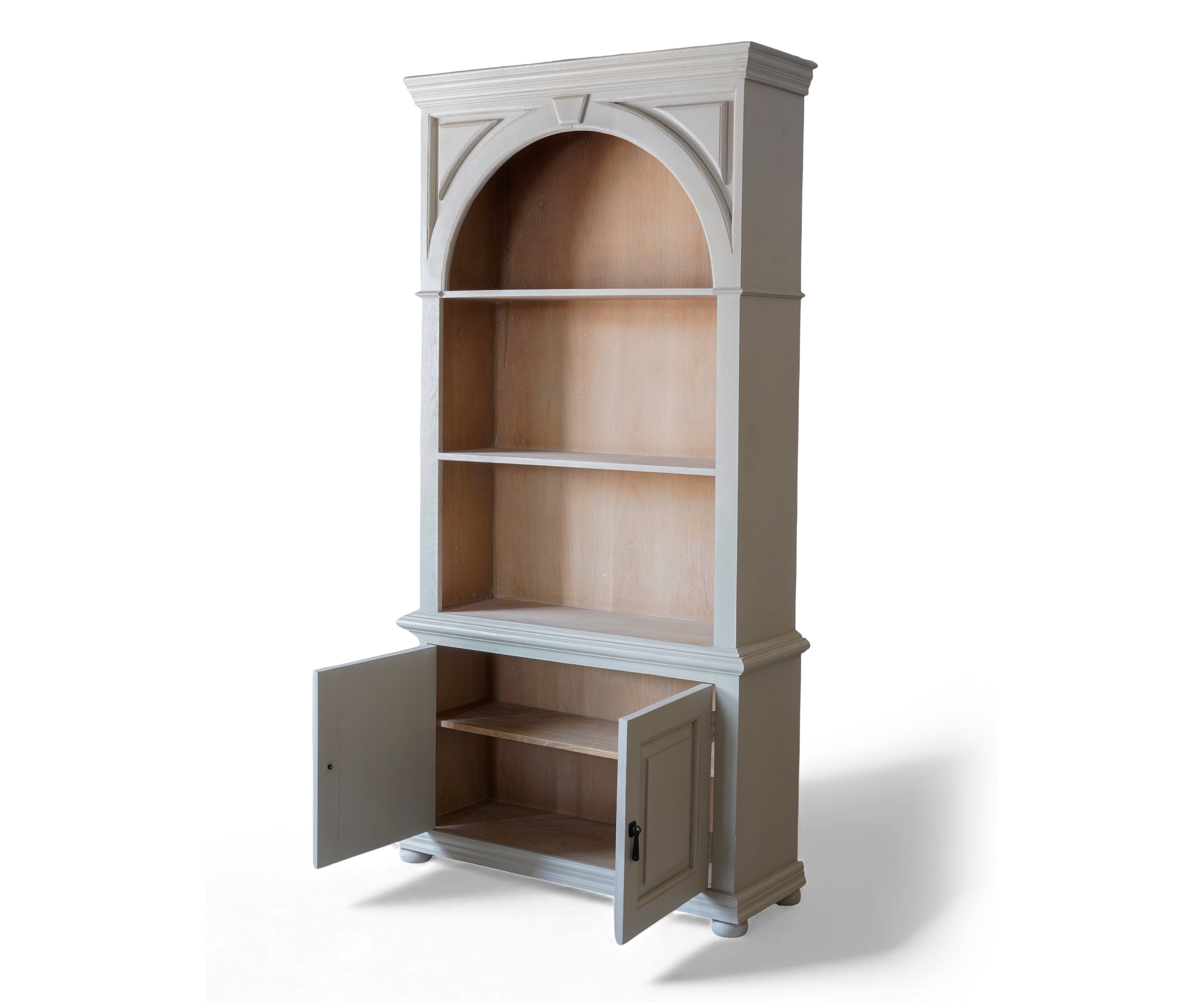 Gustavian Style Tall Display Cabinet with Arched Top