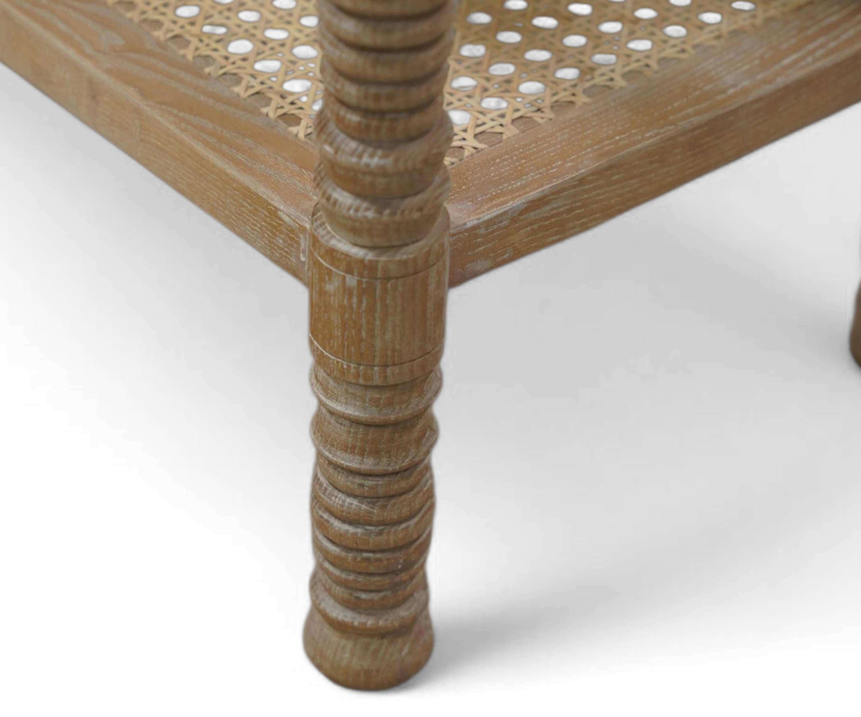 Vintage Style Console Table with Cane Shelves and Drawer Storage