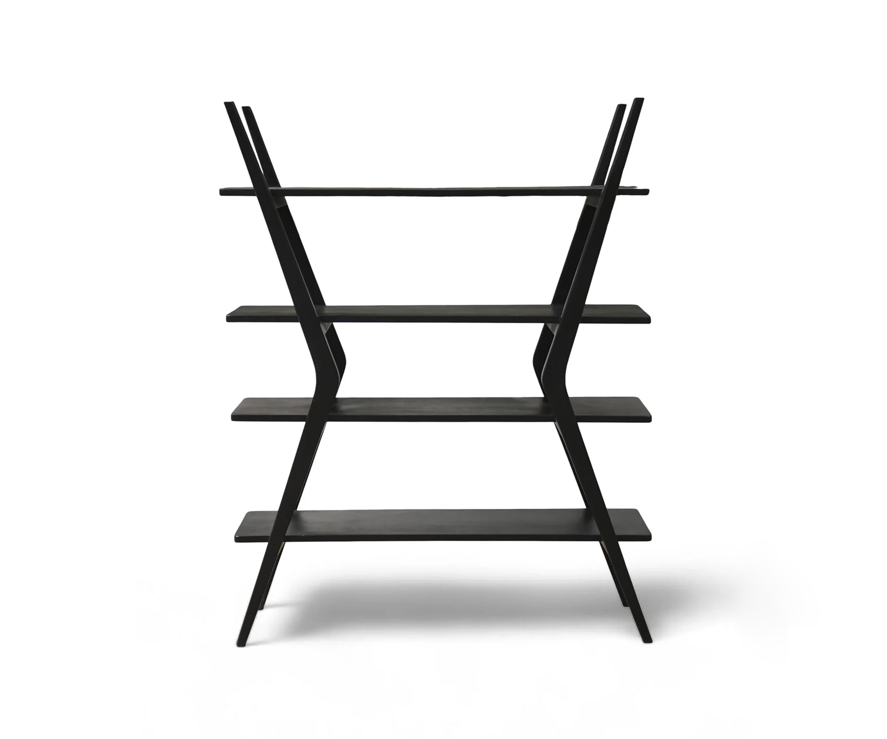 Danish Style Black Ladder Bookshelf with 4 Open Shelves