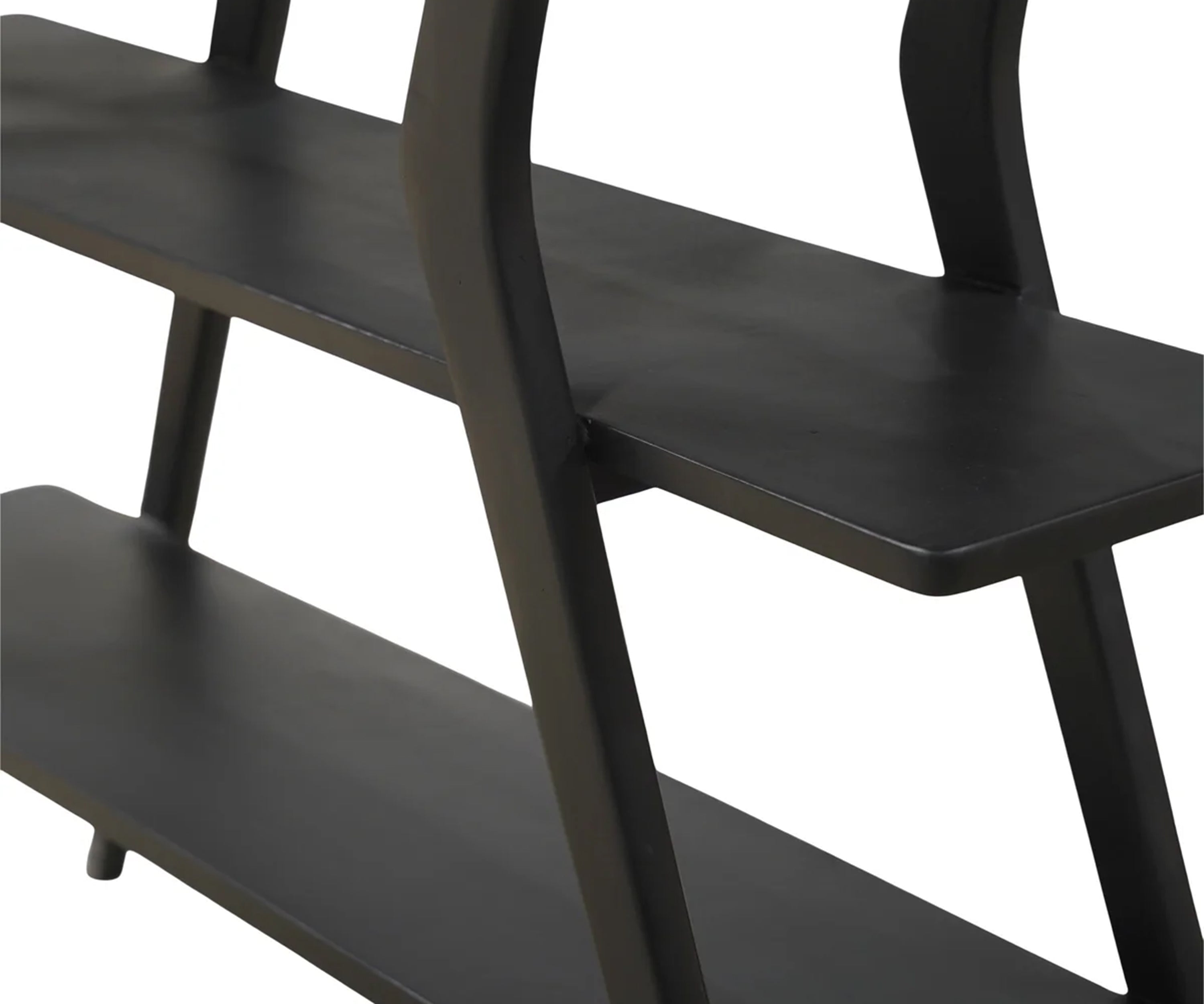 Danish Style Black Ladder Bookshelf with 4 Open Shelves