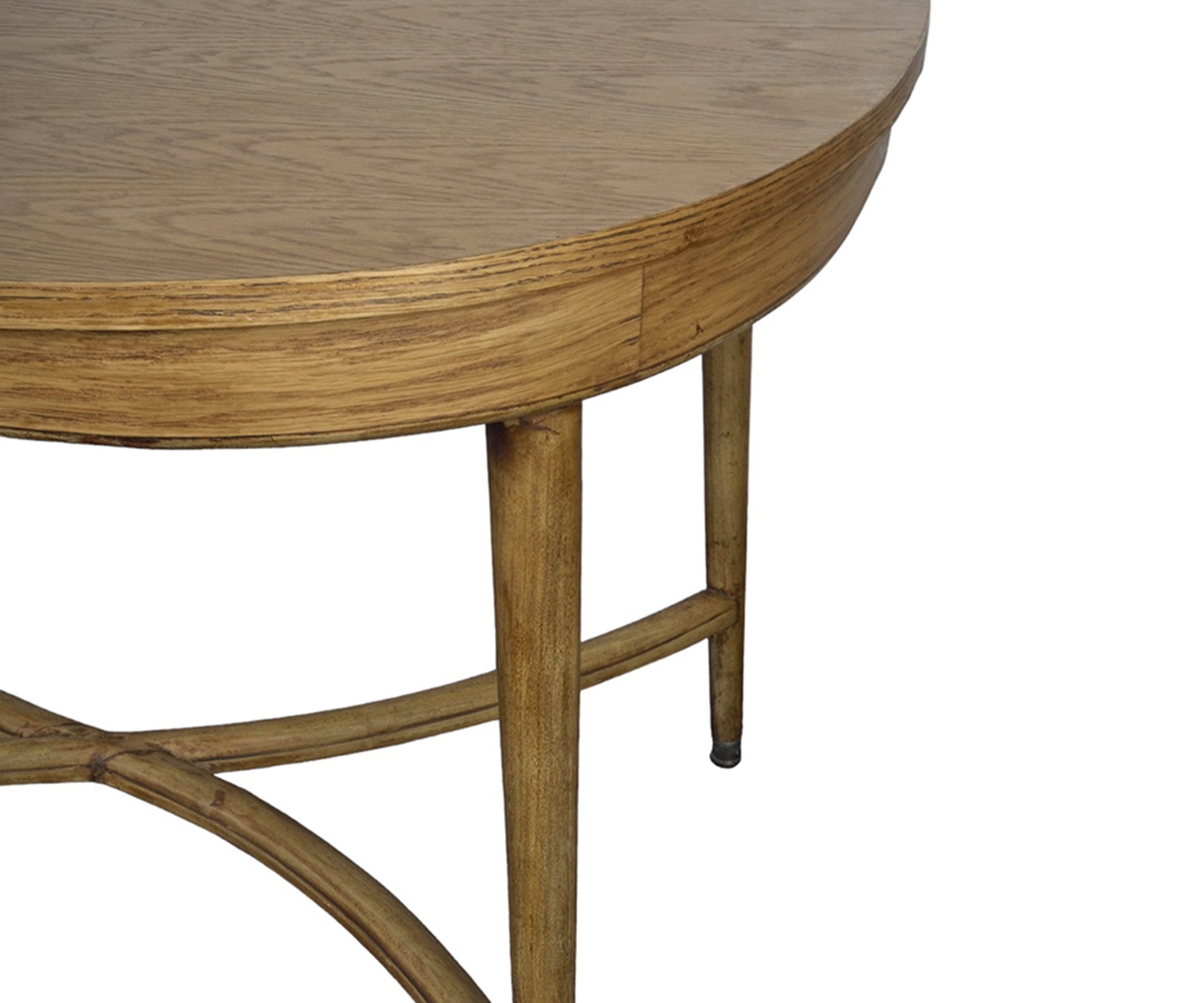Oak Oval Dining Table with Tapered Legs and X-Stretcher Base