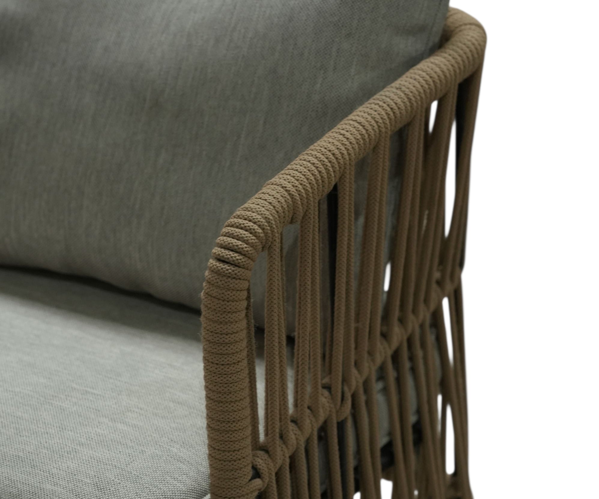 Natural Polyrope Bar Chair with Cushion and Black Metal Base
