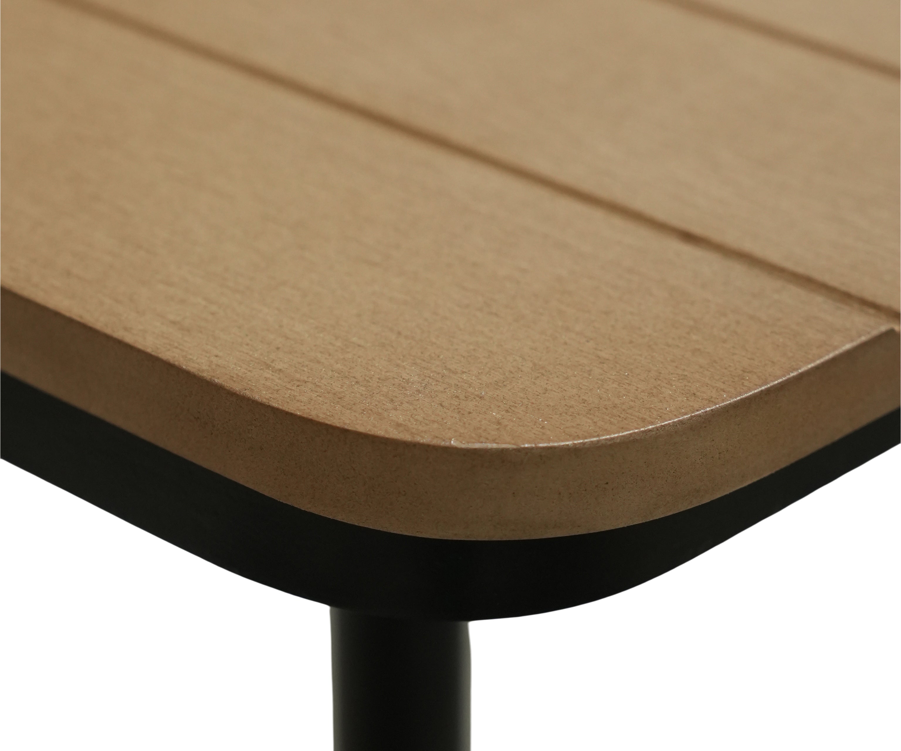 Modern Square Café Table with Wood Top & Black Metal Pedestal Base