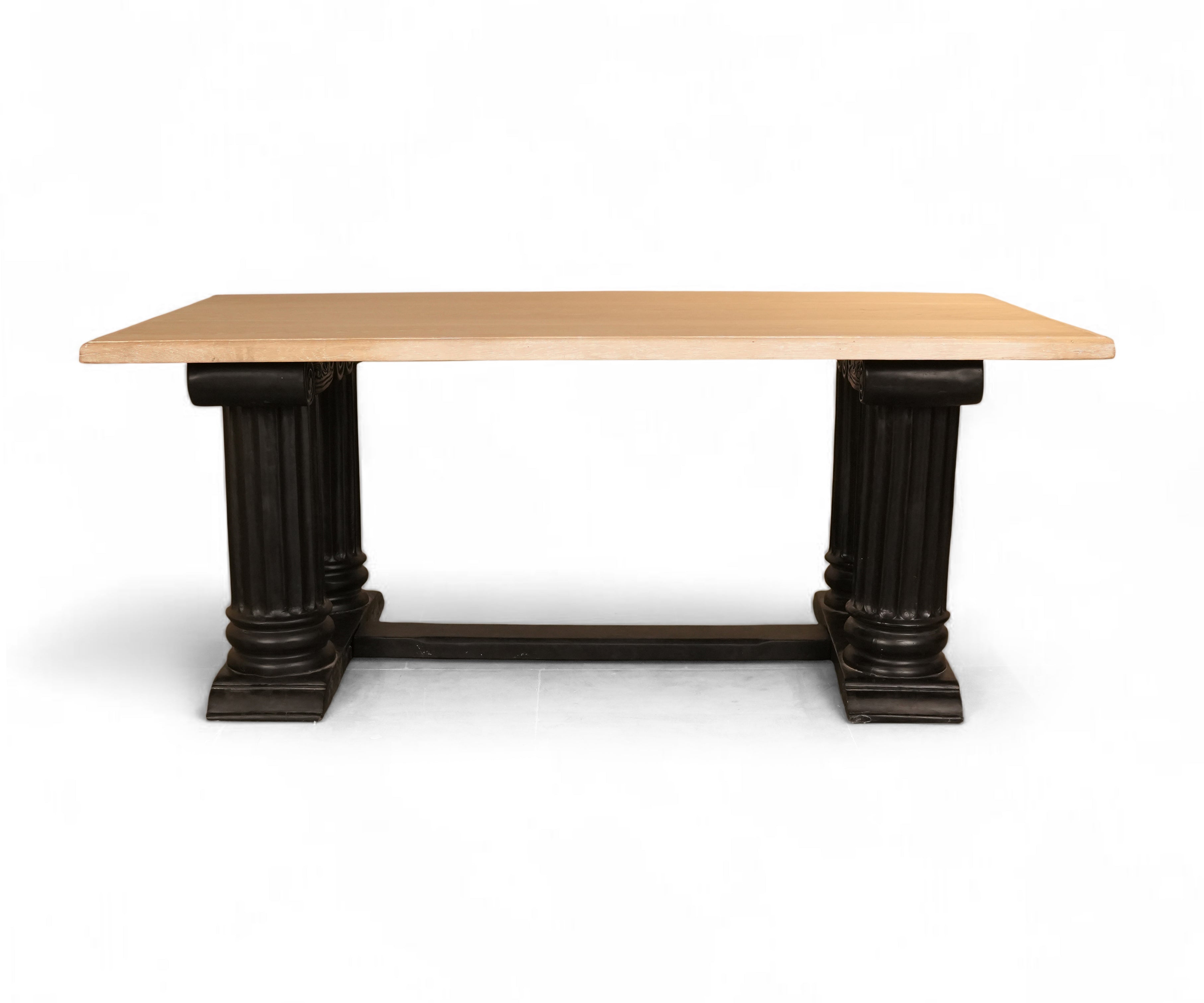 Natural Wood 6-8 Seater Dining Table with Fluted Pedestal Base