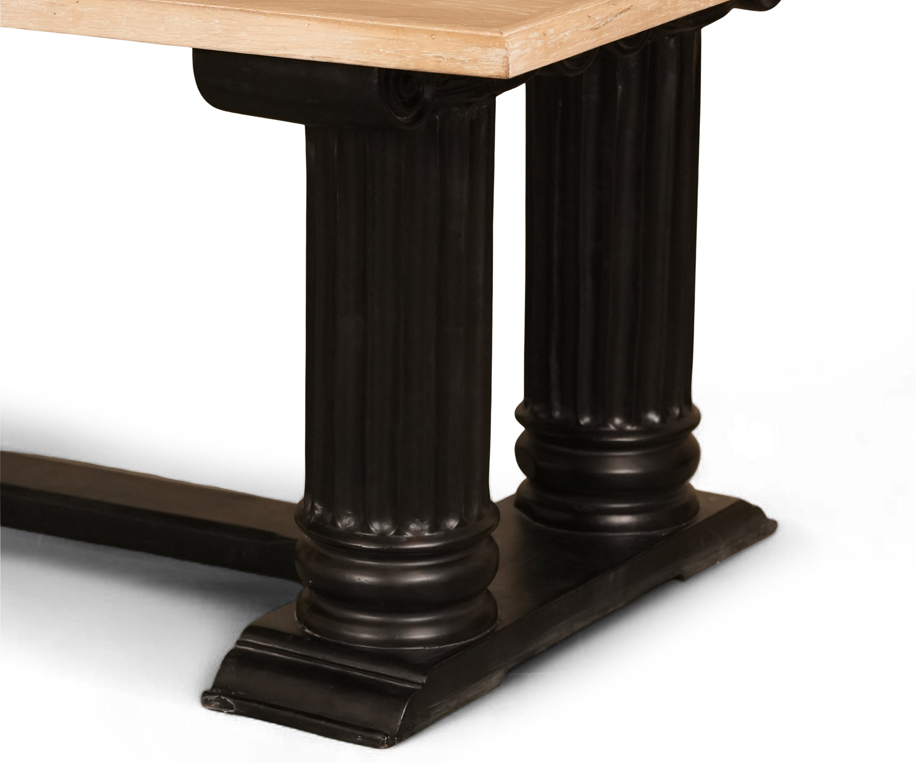 Natural Wood 6-8 Seater Dining Table with Fluted Pedestal Base