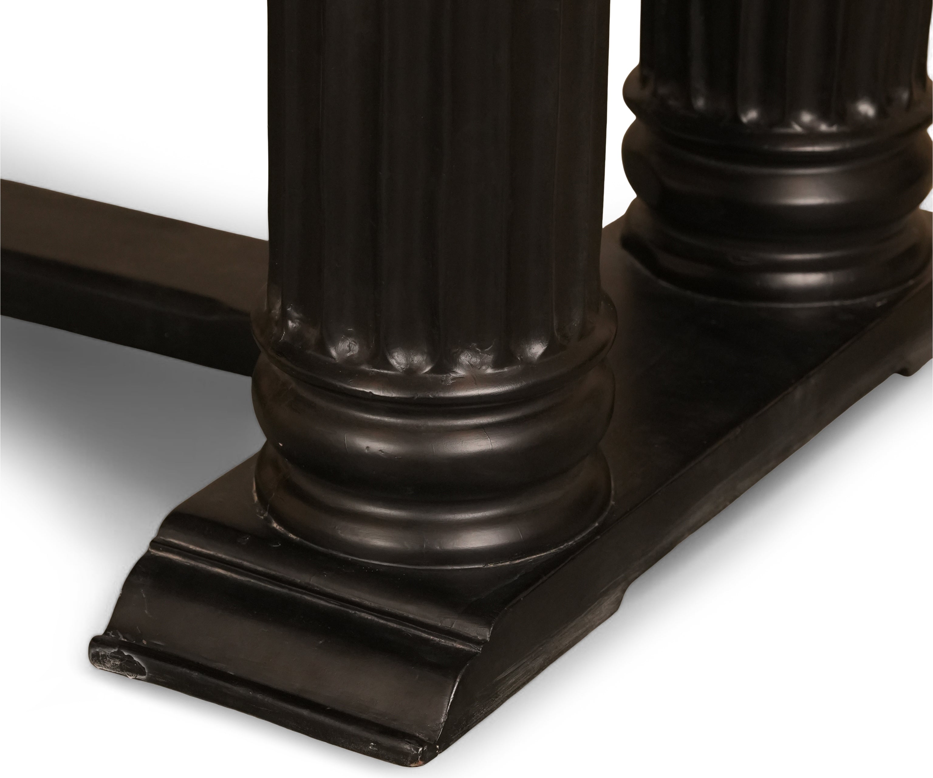 Natural Wood 6-8 Seater Dining Table with Fluted Pedestal Base