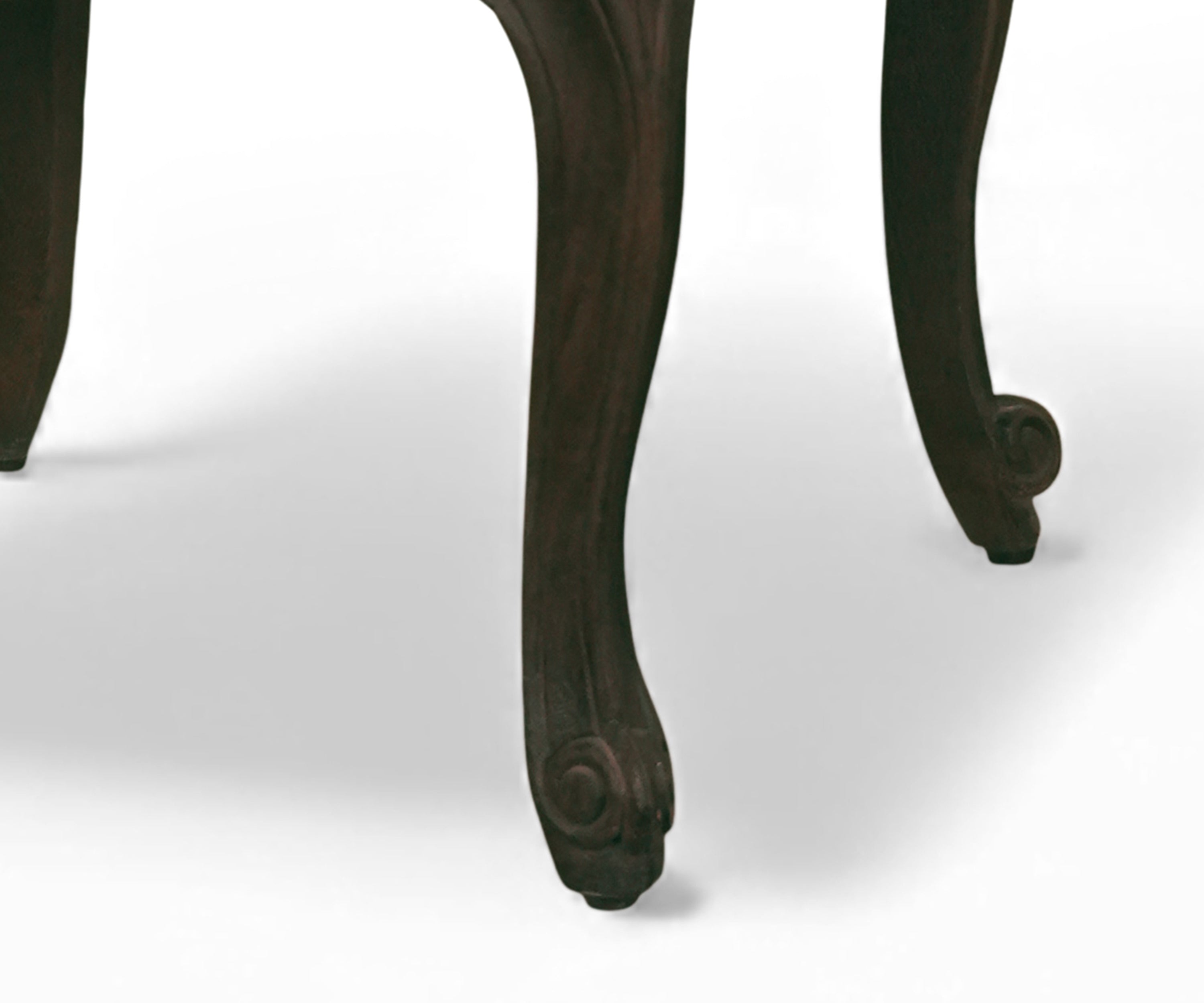 Beige French Cabriole High-Back Dining Chair with Dark Wood Frame