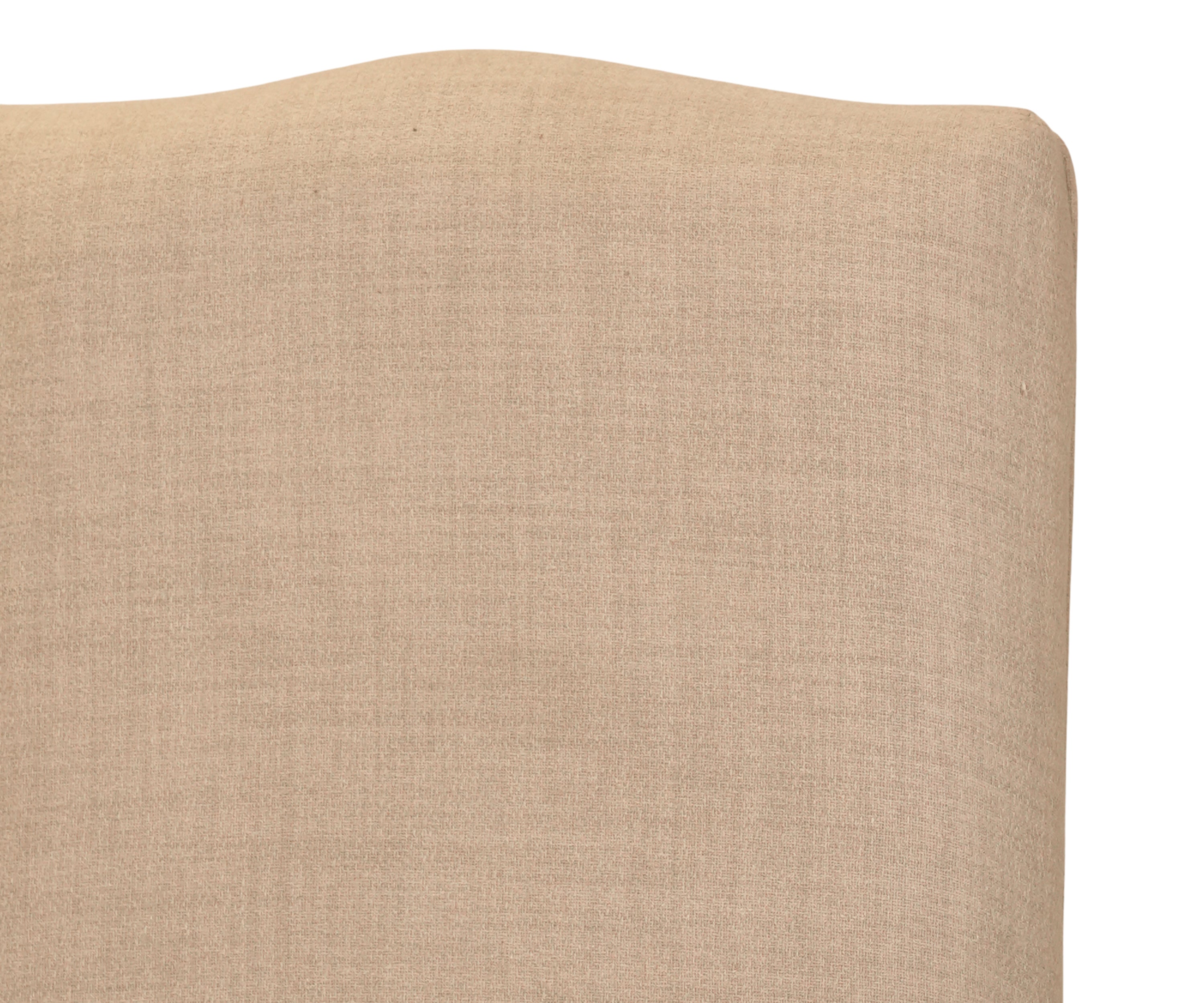 Beige French Cabriole High-Back Dining Chair with Dark Wood Frame