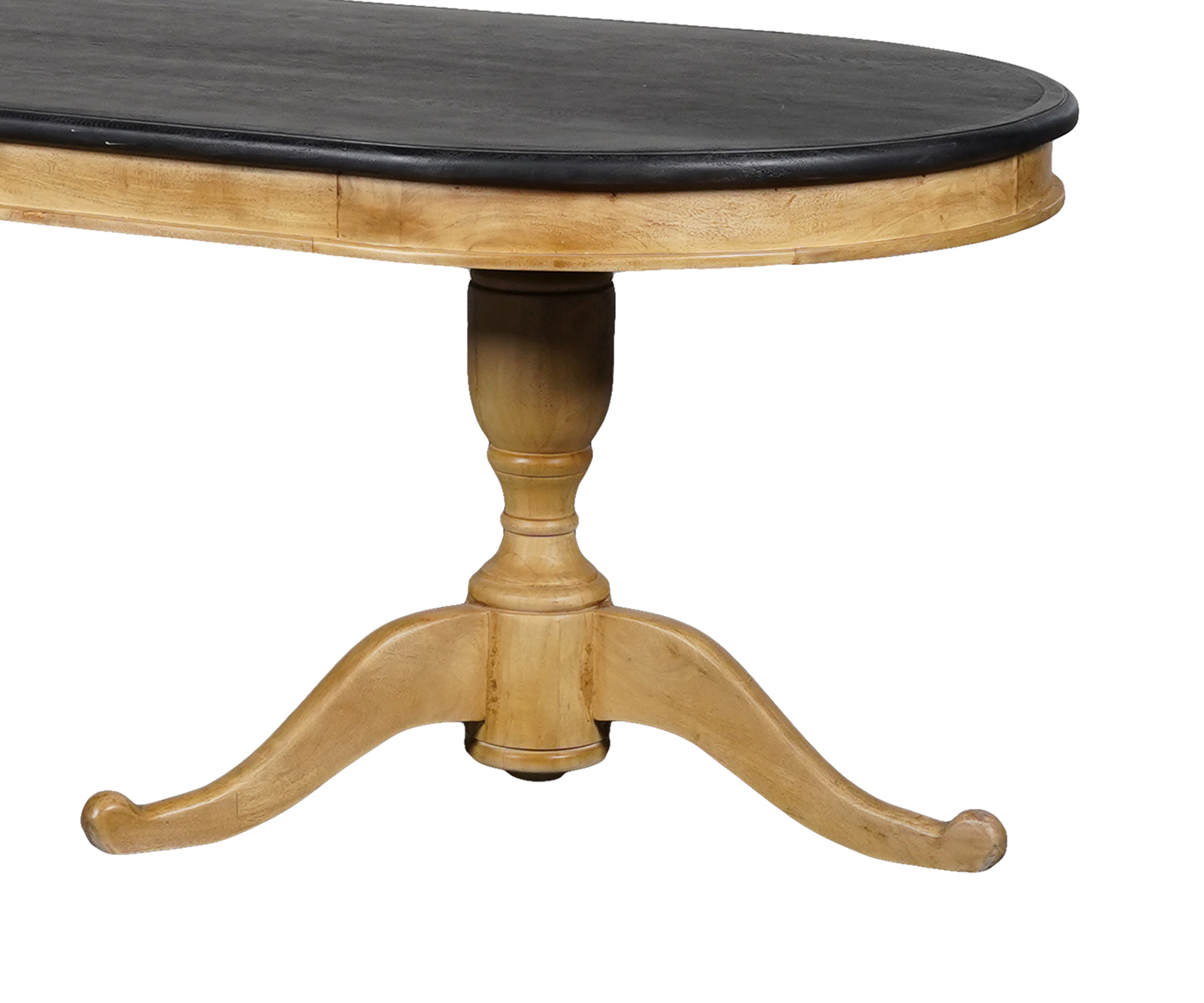 Dual Tone Oval 8 Seater Wooden Dining Table with Double Pedestal Base