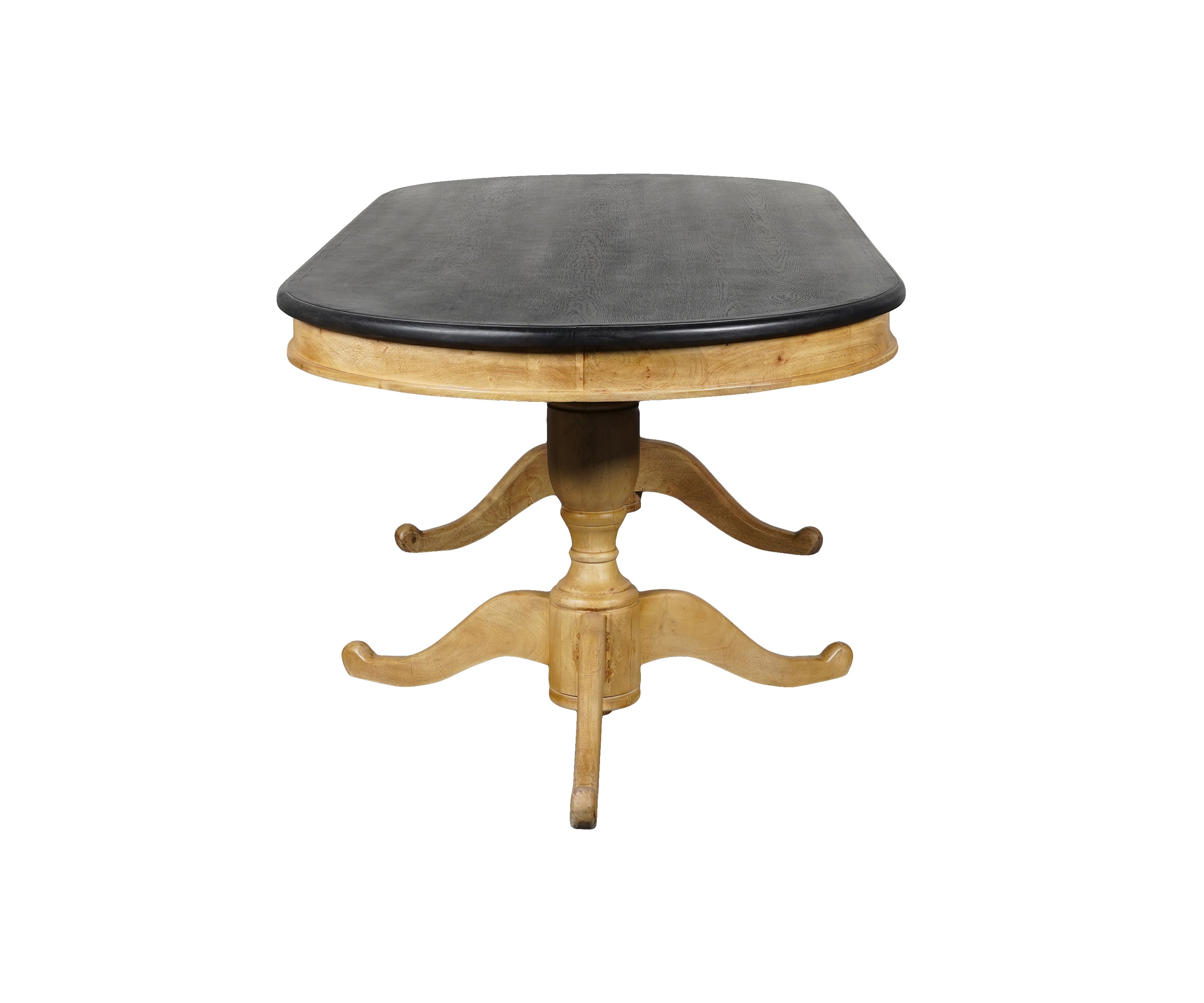 Dual Tone Oval 8 Seater Wooden Dining Table with Double Pedestal Base
