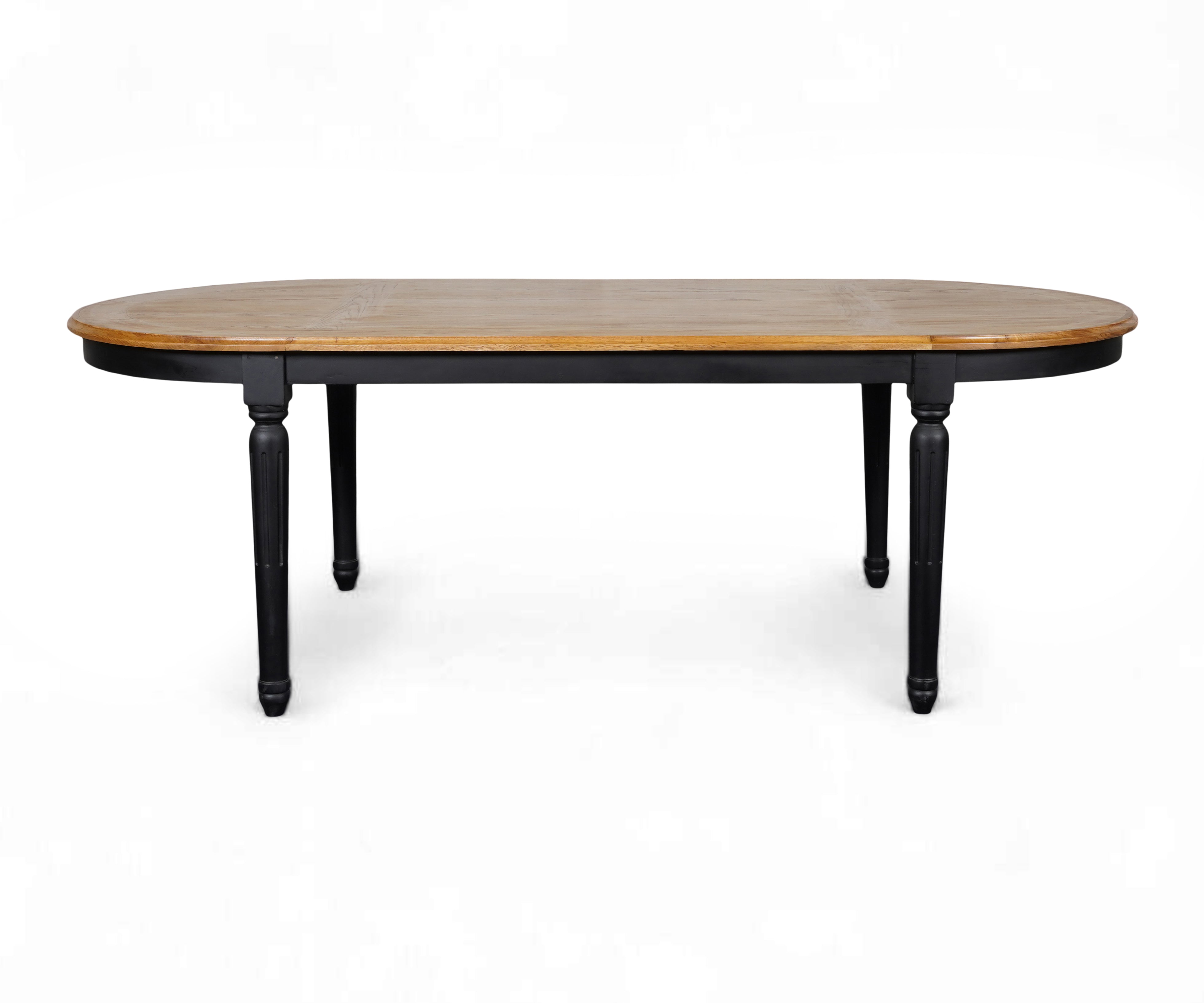 Natural Wood Oval 8 Seater Dining Table with Black Legs