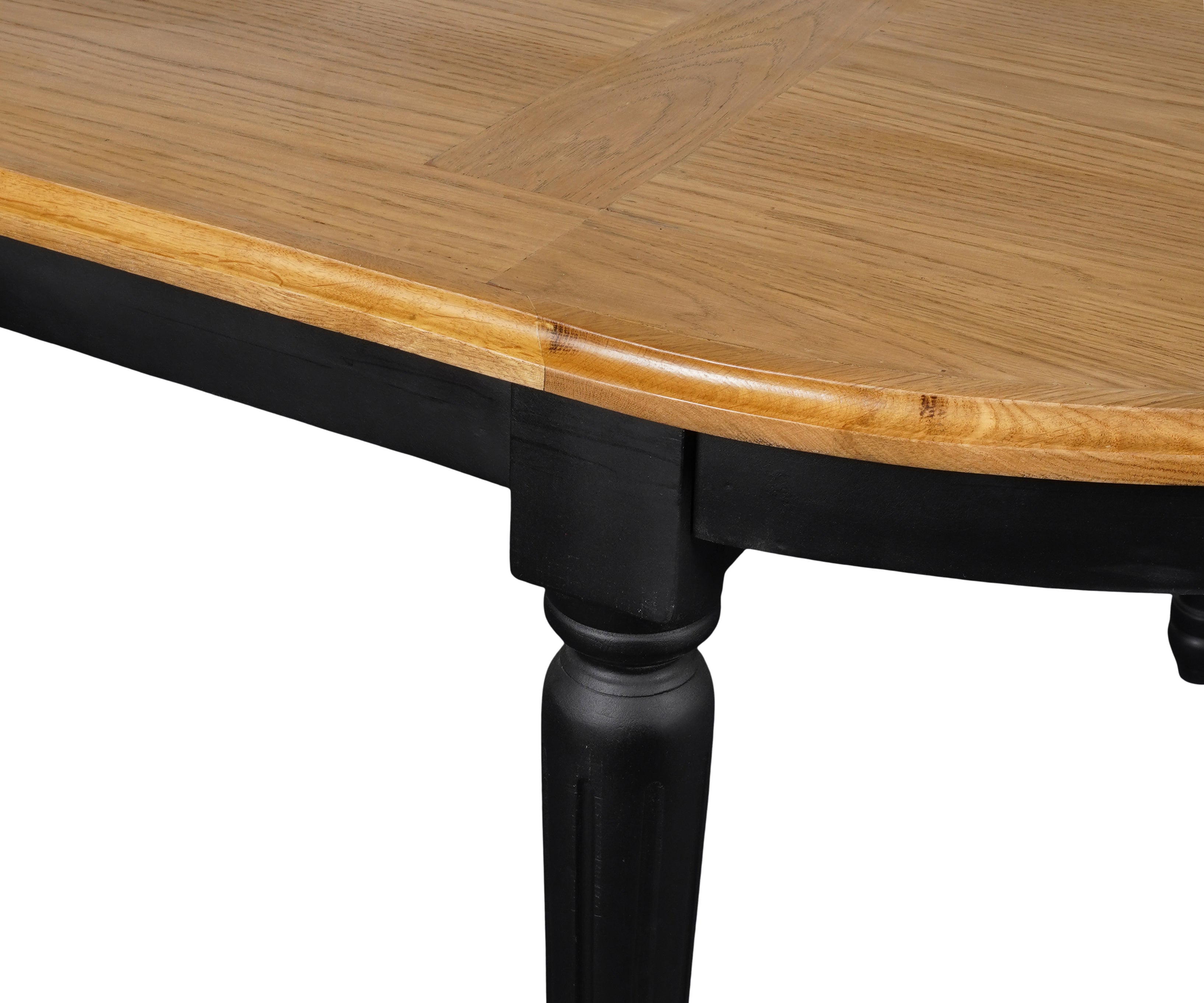 Natural Wood Oval 8 Seater Dining Table with Black Legs