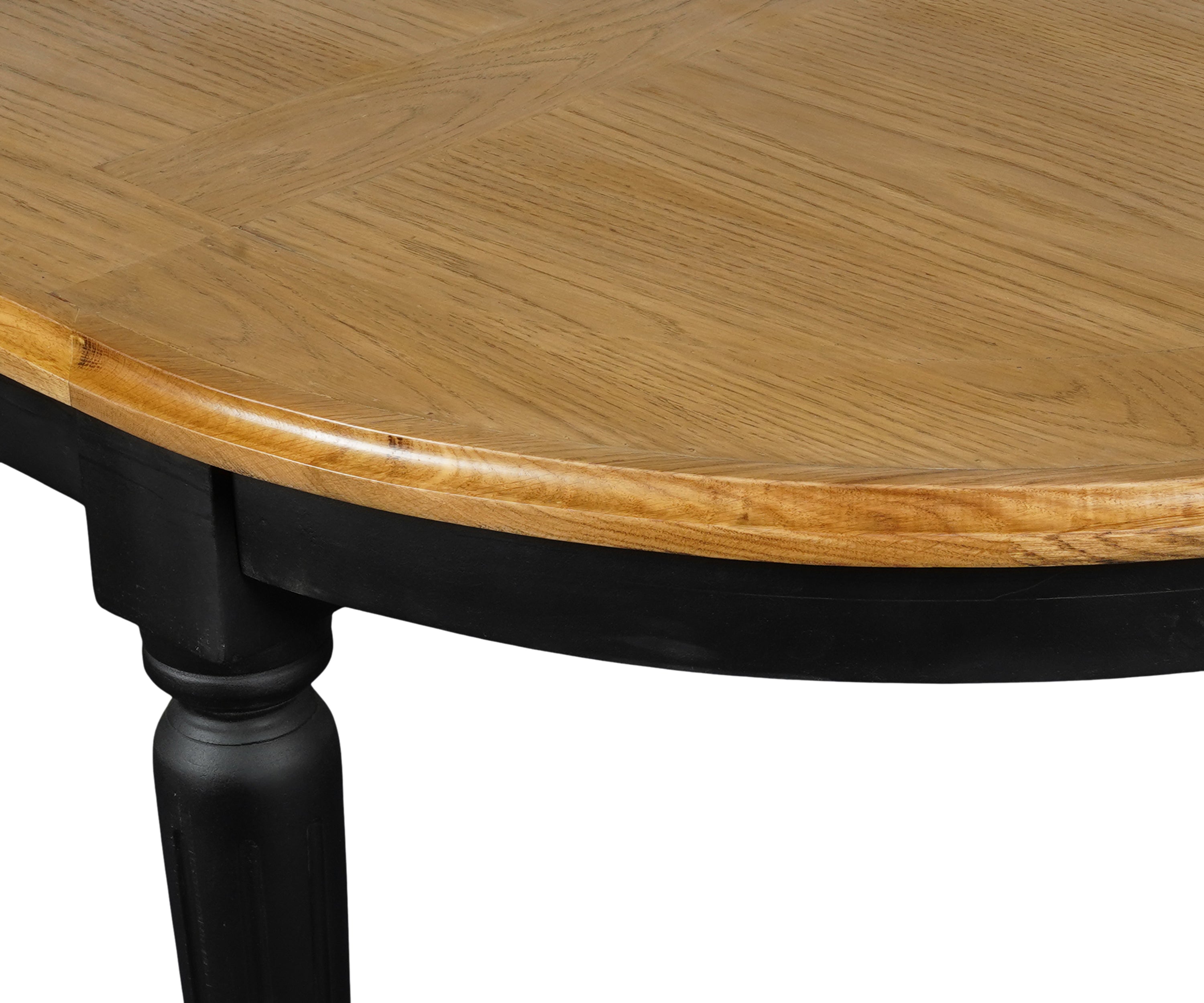 Natural Wood Oval 8 Seater Dining Table with Black Legs