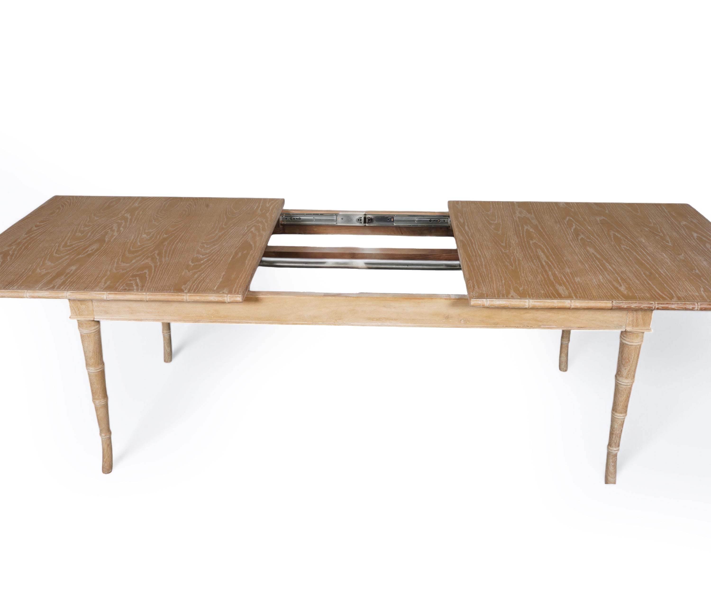 Natural Wood Extendable 8 Seater Dining Table with Bamboo-Style Legs