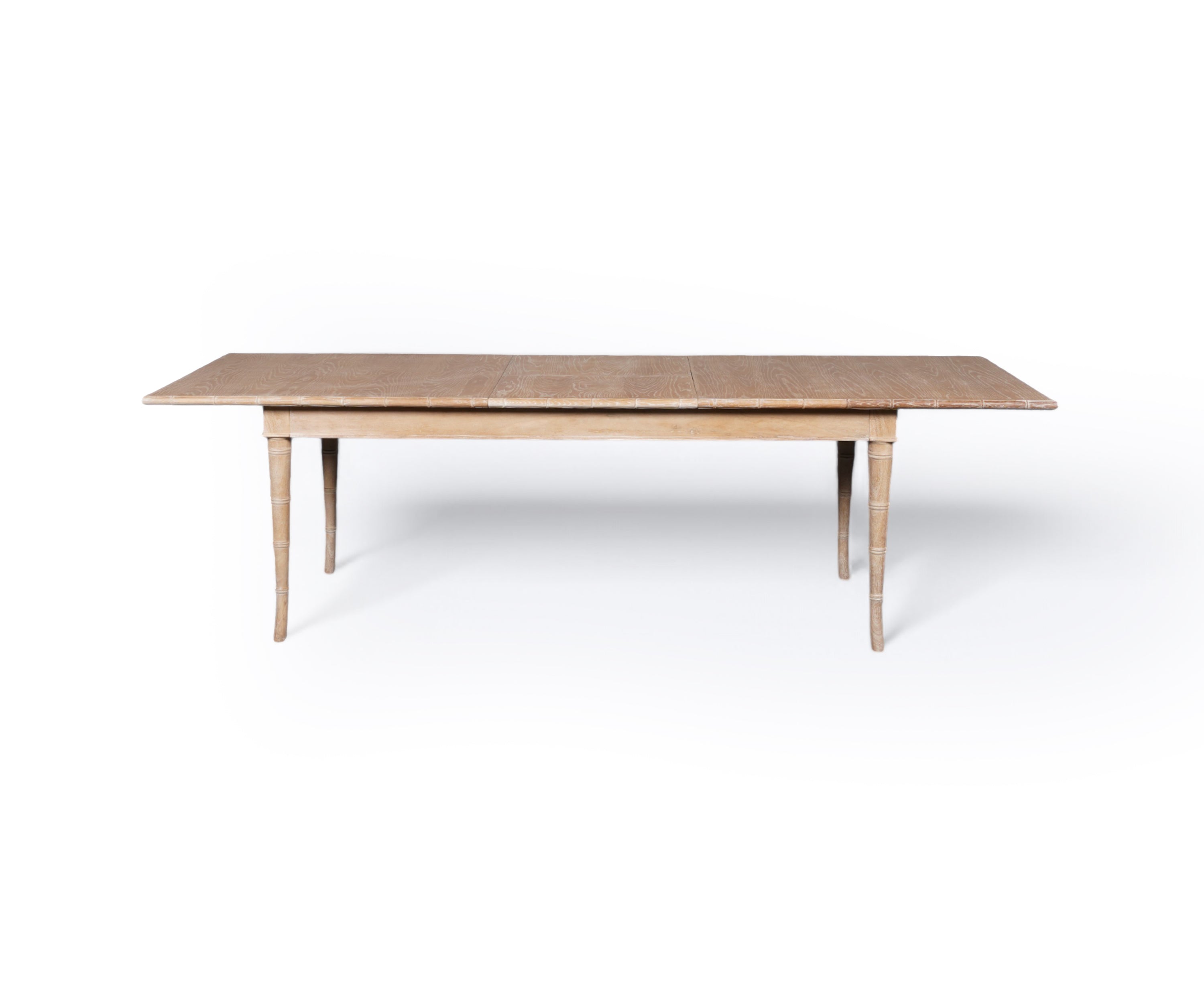 Natural Wood Extendable 8 Seater Dining Table with Bamboo-Style Legs