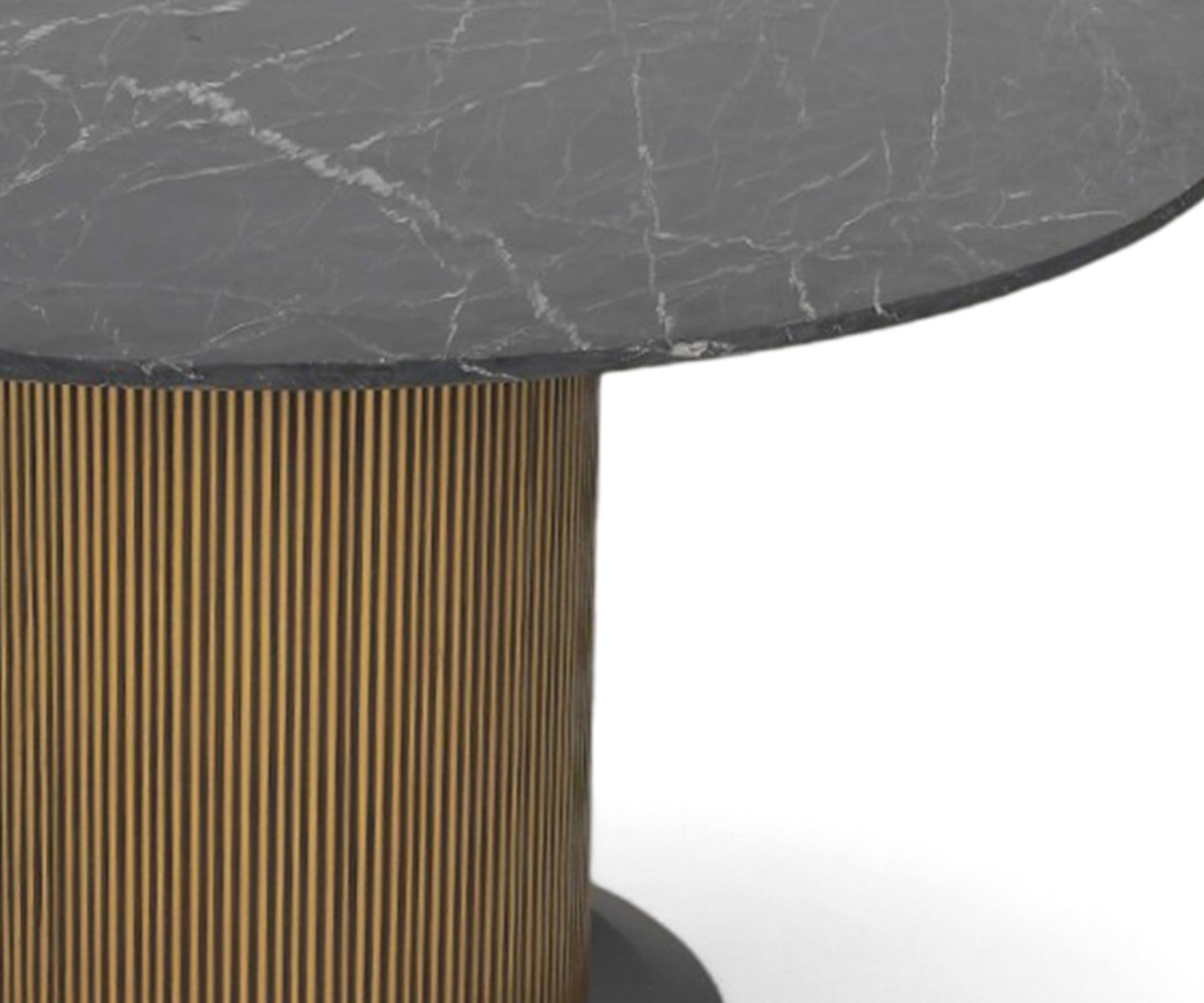 Round Marble Brass Fluted Dining Table