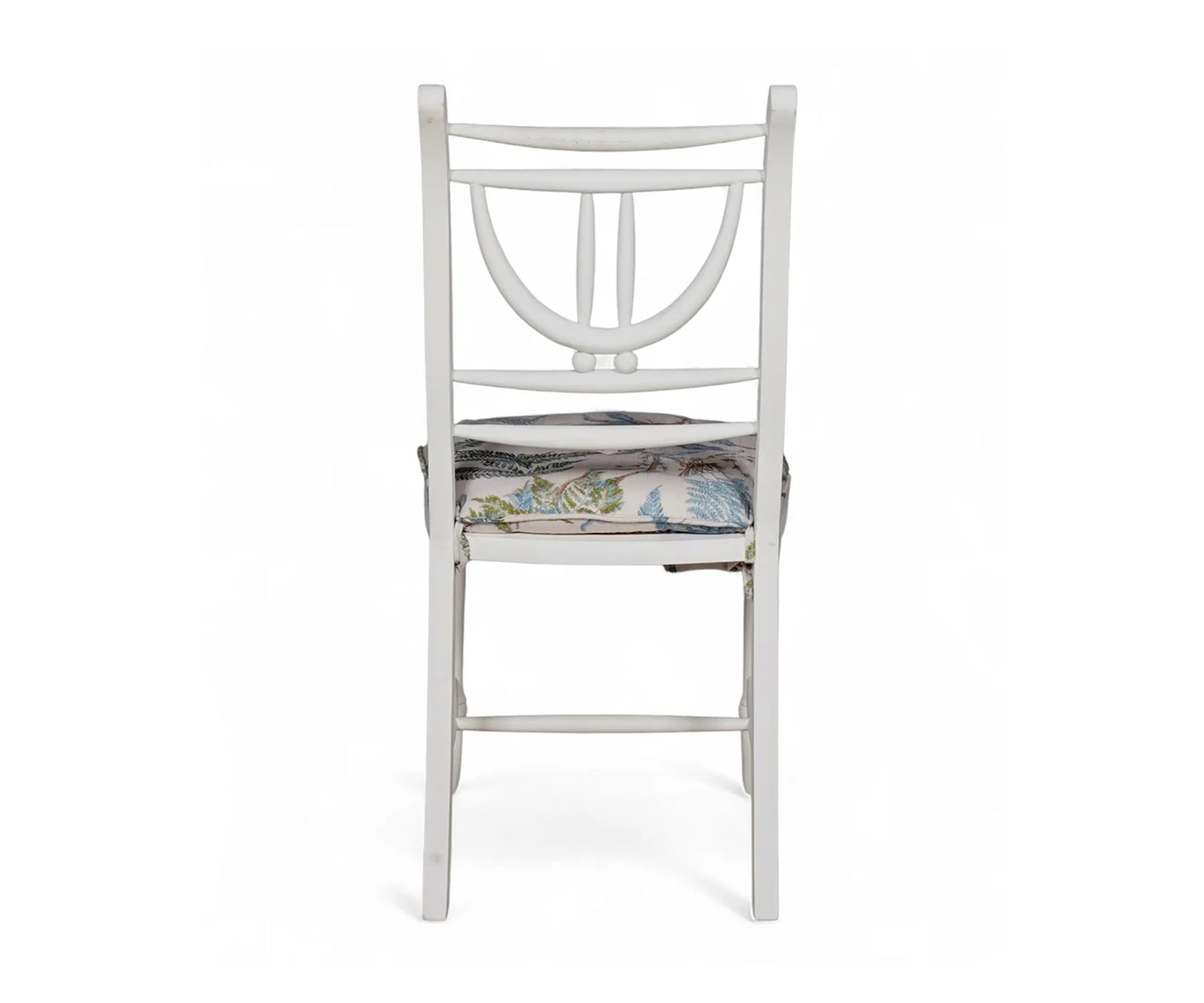 French Style White Wooden Dining Chair with Floral Seat