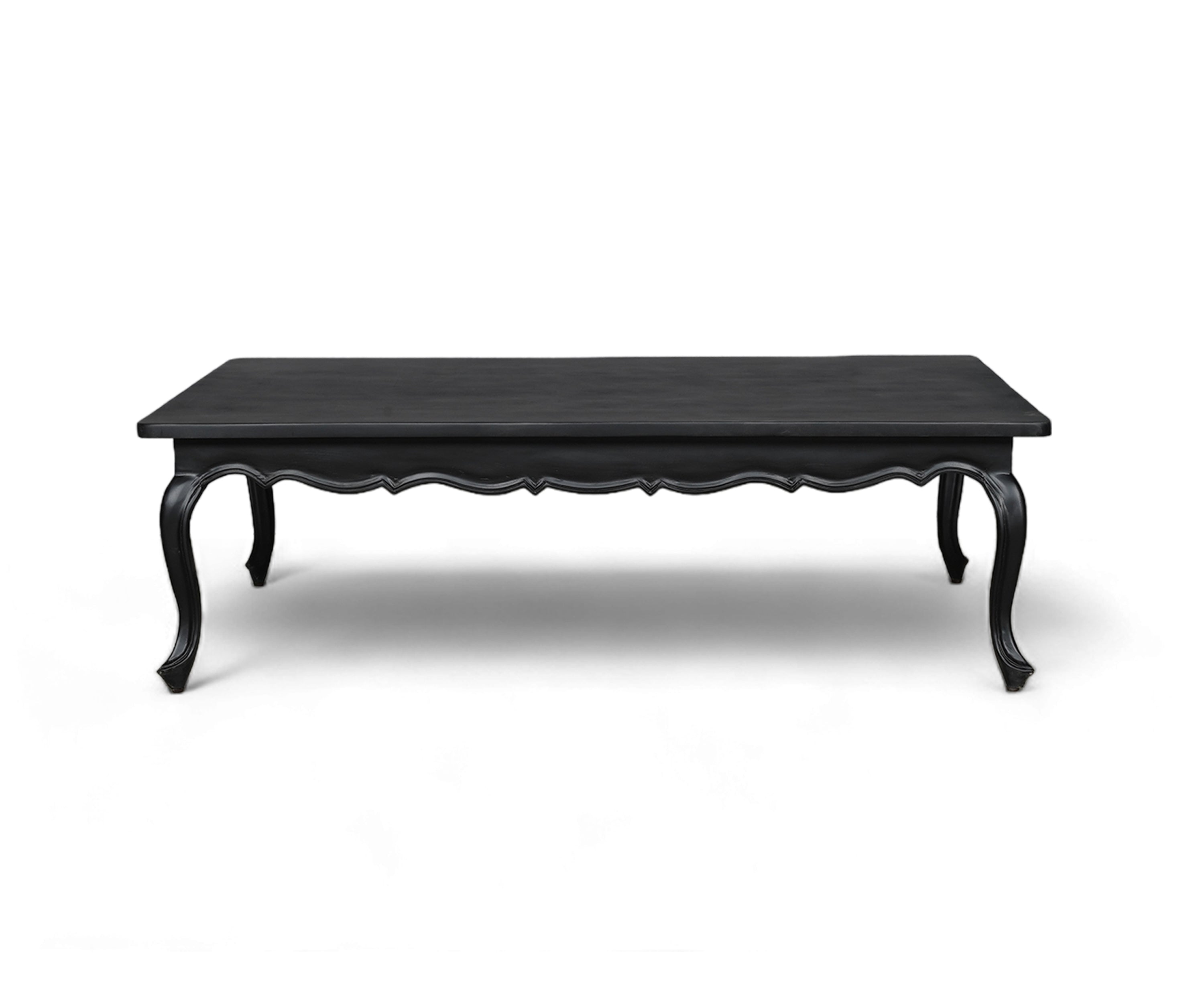 Black French Provincial Coffee Table with Cabriole Legs