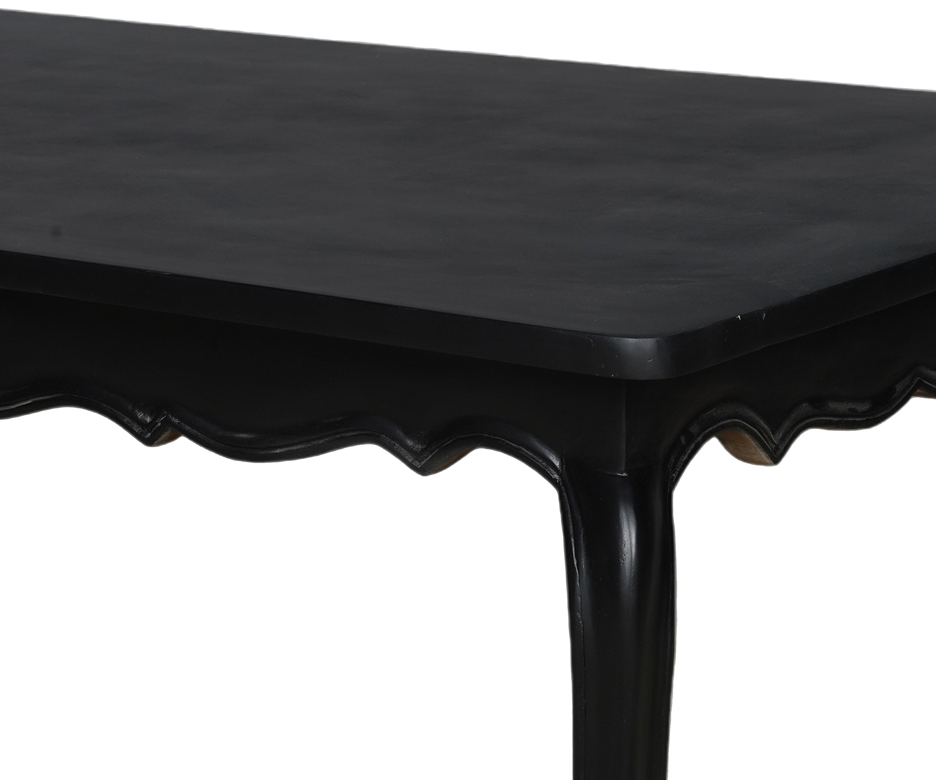 Black French Provincial Coffee Table with Cabriole Legs