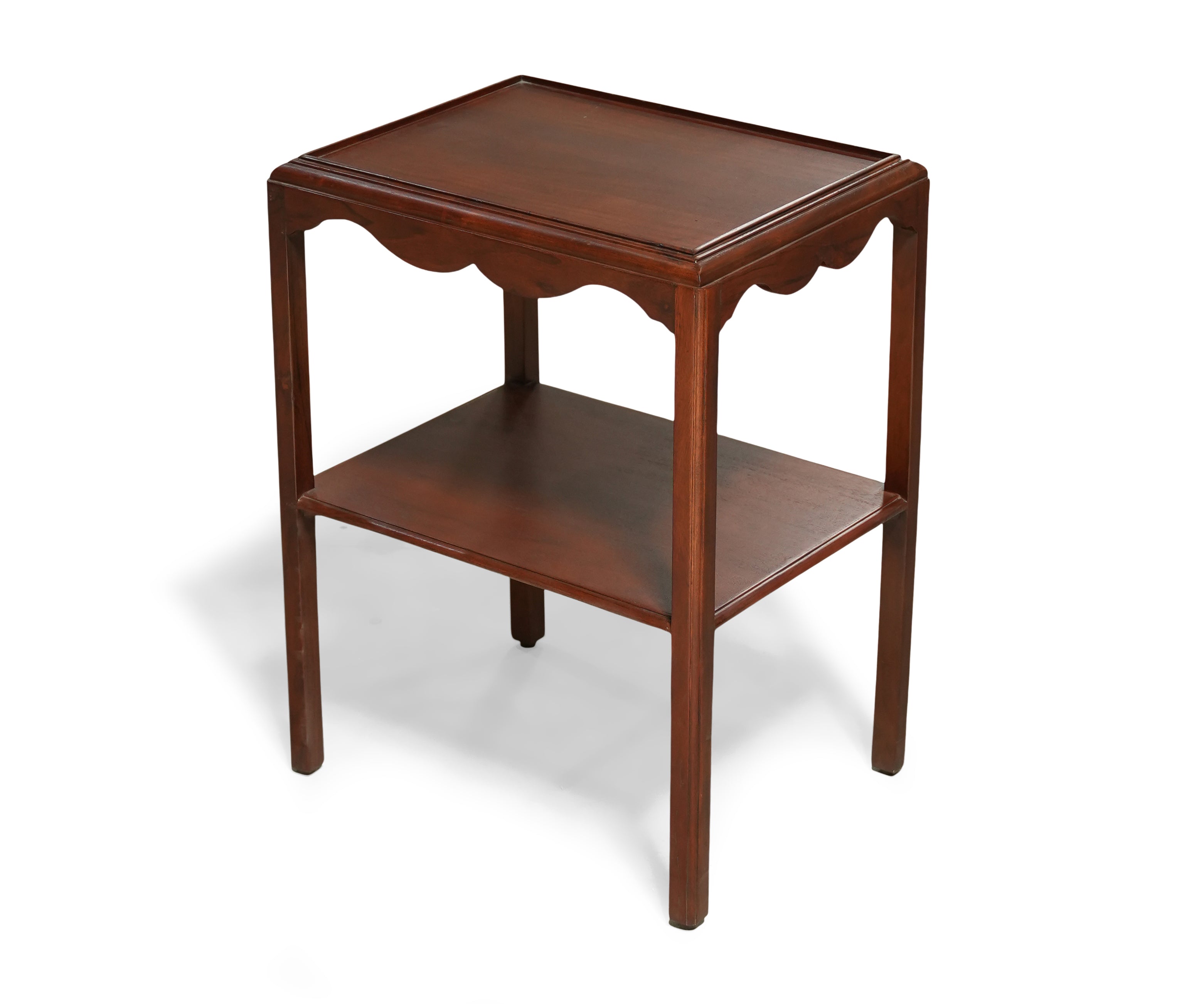 Walnut Wooden Two Tier Side Table with Shelf
