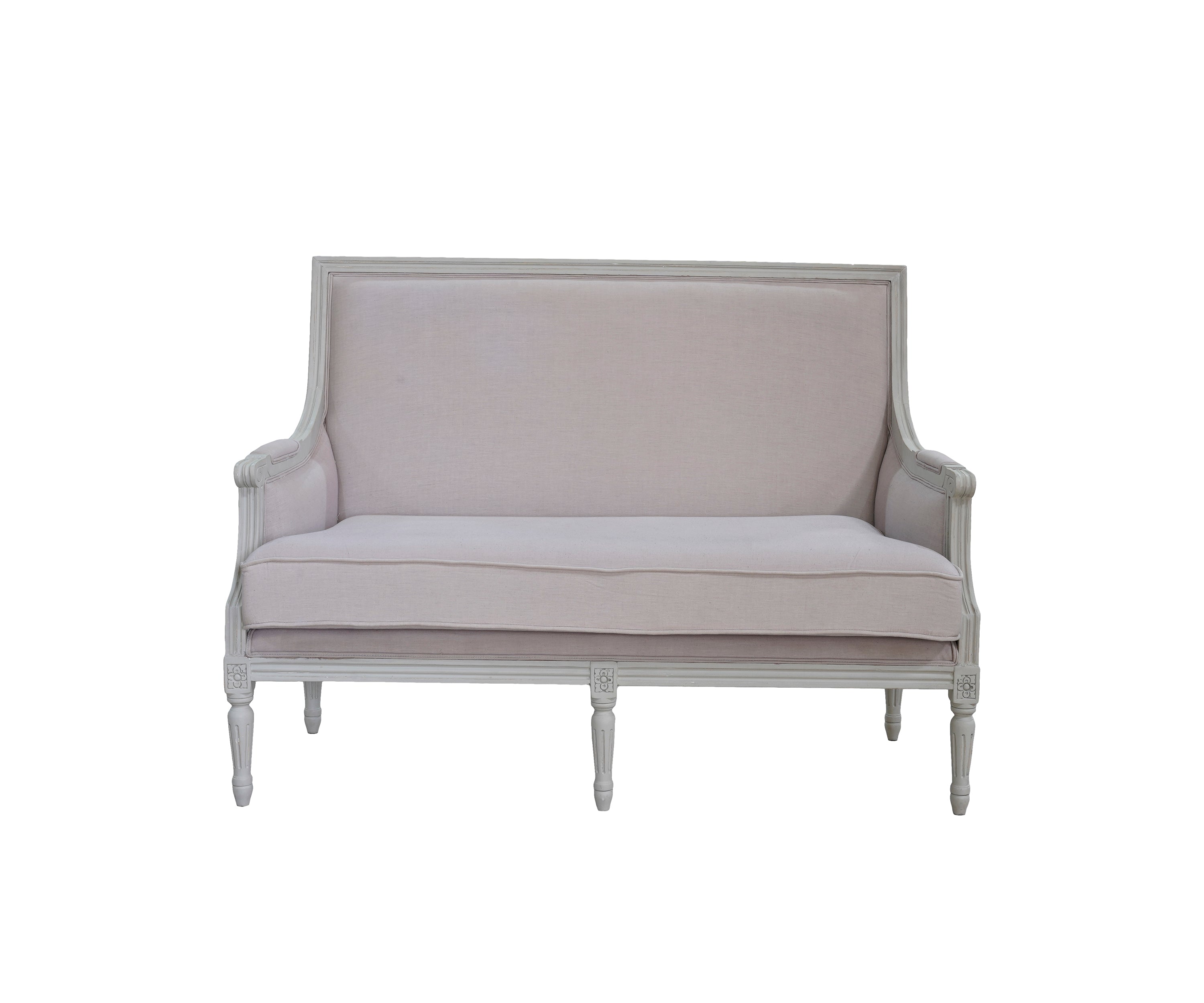 Gustavian Upholstered Two-Seater Sofa with Solid Wood Frame