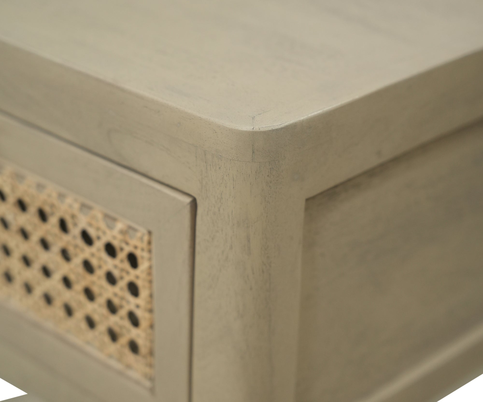 Sand Cane Front Bed Side Table with Open Shelf